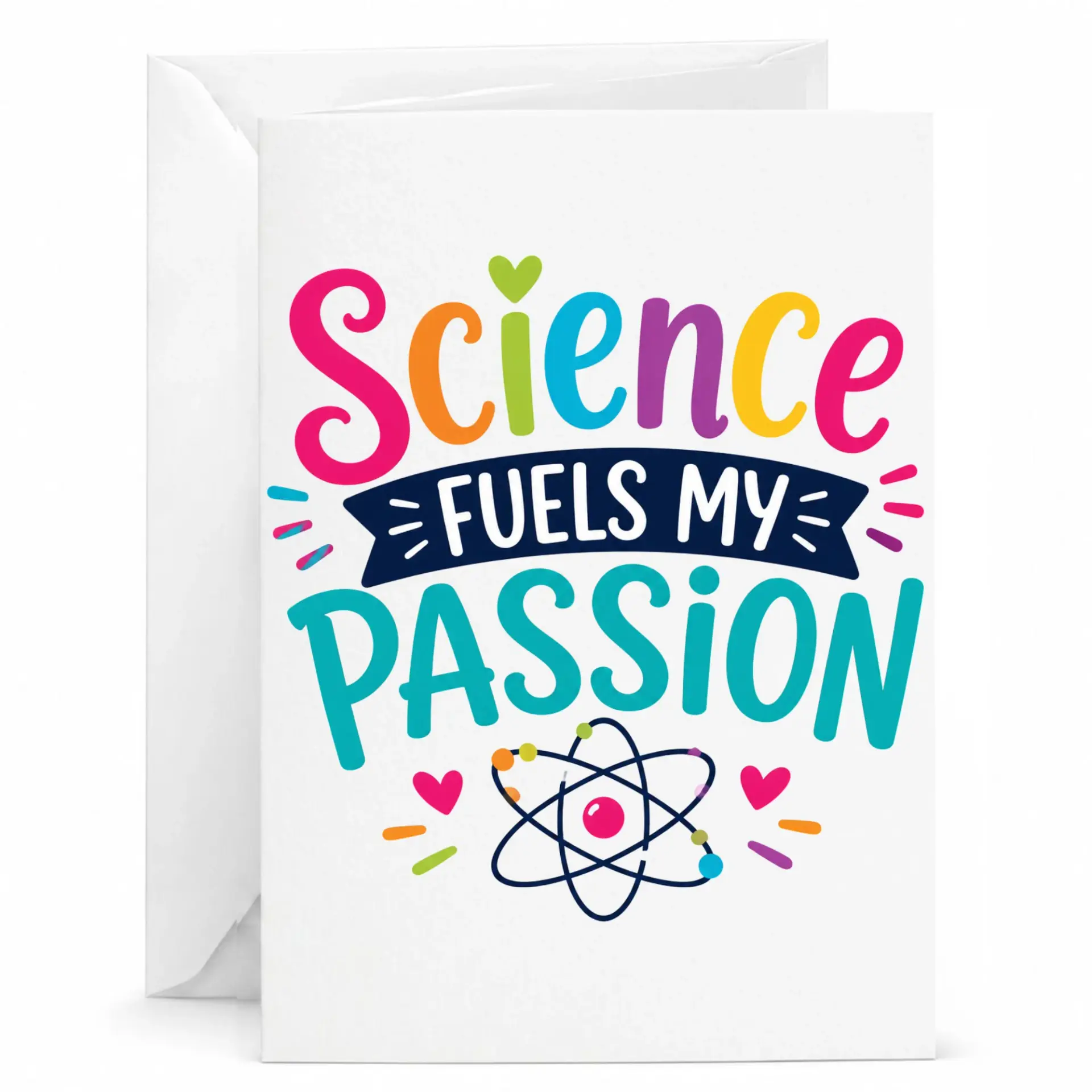 Greeting Card Science Fuels My Passion Colorful Typography Design for Scientists and Researchers Standard 5x7 Folded Card