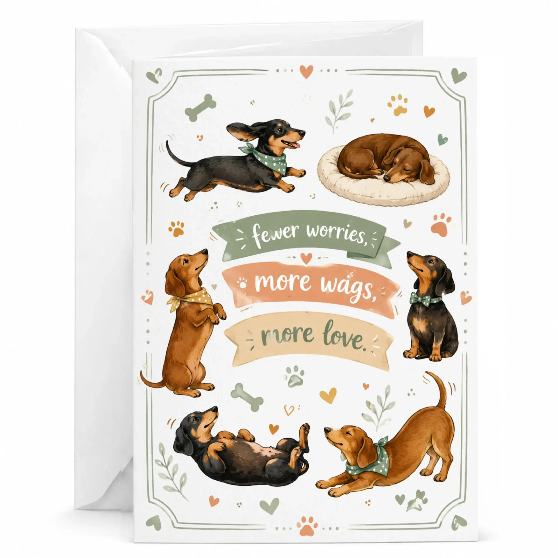 Funny Dog Greeting Card Featuring Cute Dachshund Illustration and Heartfelt for Birthday Anniversary