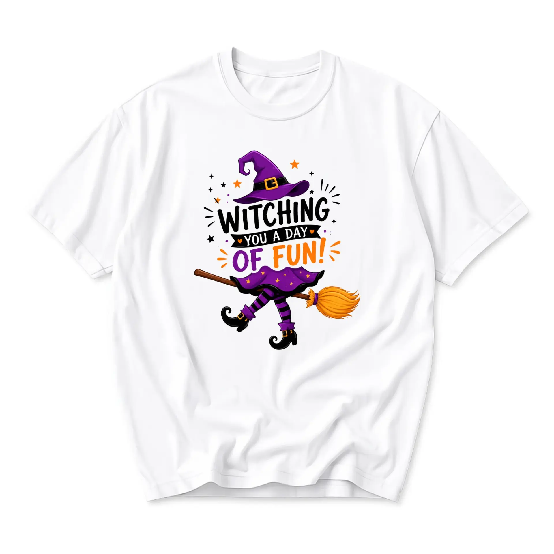 Funny Shirt Witching You a Day of Fun Graphic Tee Unisex Casual Crew Neck Halloween Themed Cotton Blend Top Apparel
