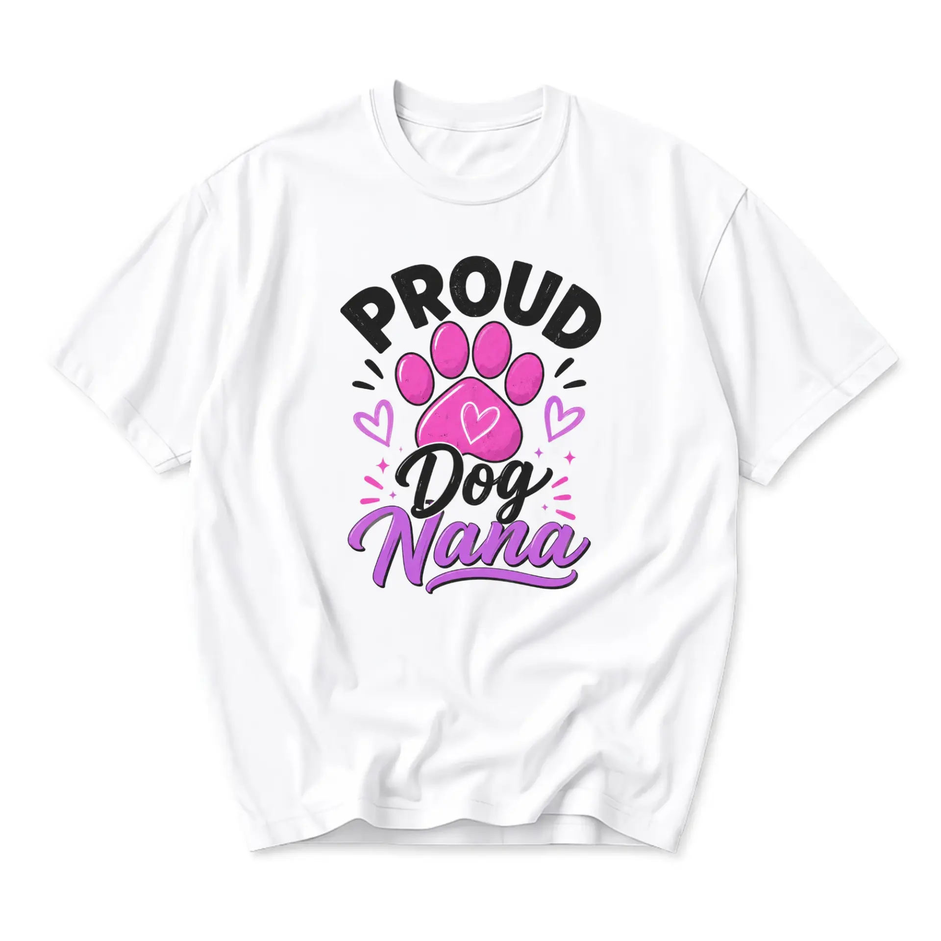 Graphic Tee Proud Dog Nana T-Shirt for Pet Lovers Cute Paw Print Design