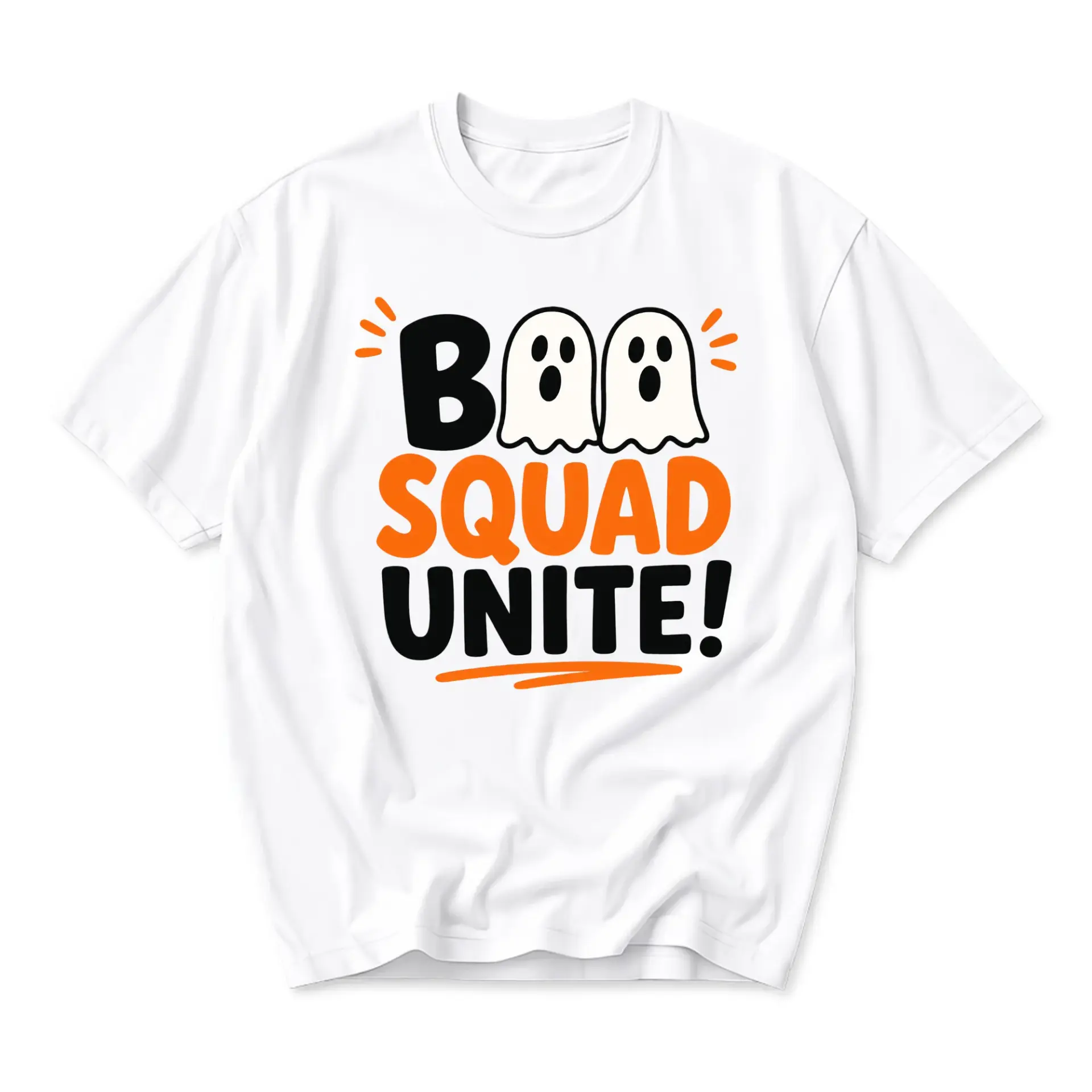Funny Shirt Boo Squad Unite Graphic Printed Unisex T-Shirt Seasonal Holiday Casual Crew Neck Apparel White Tee