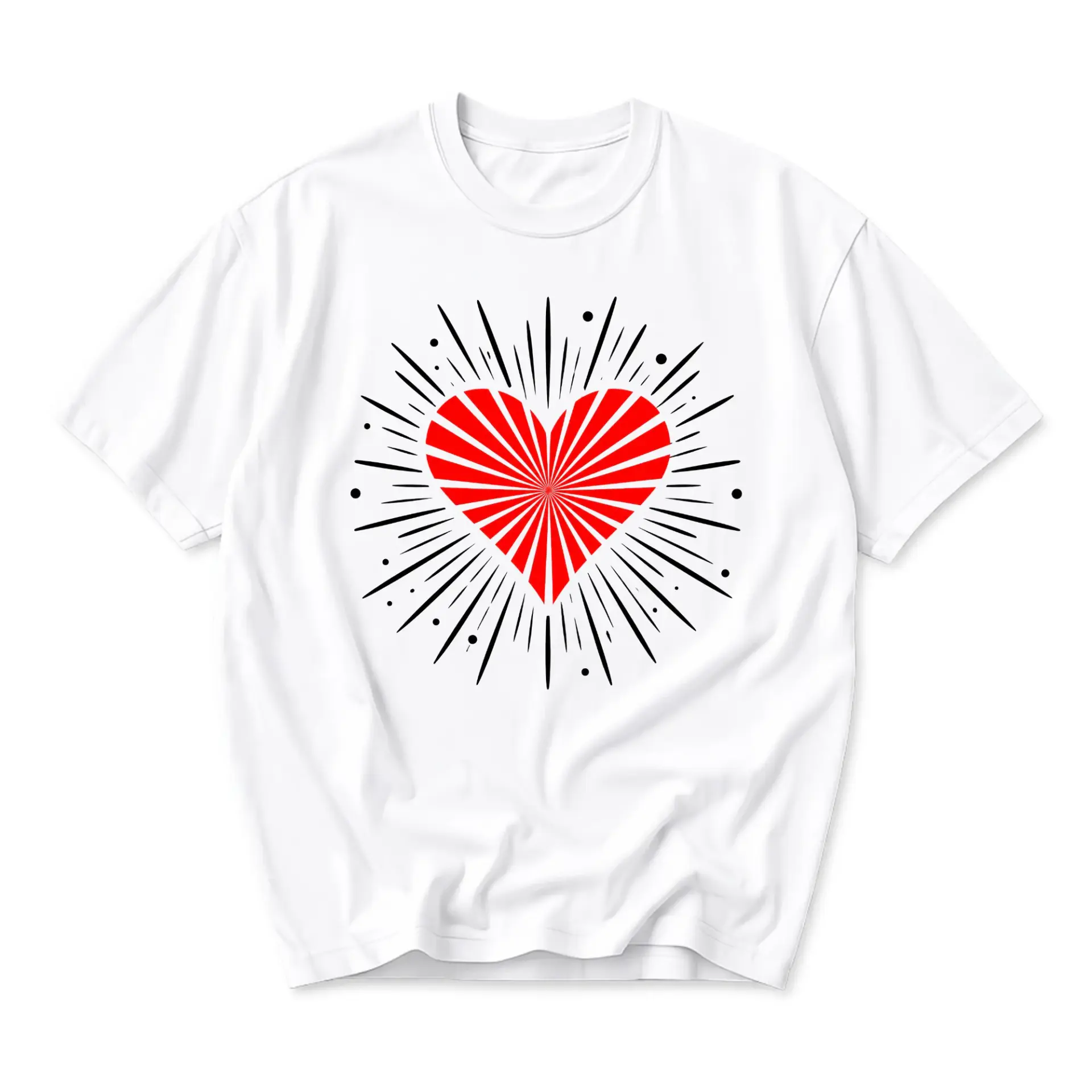 Graphic Tee Unisex Heartburst Design Casual Crew Neck Short Sleeve Shirt for Everyday Wear and Comfort Fit