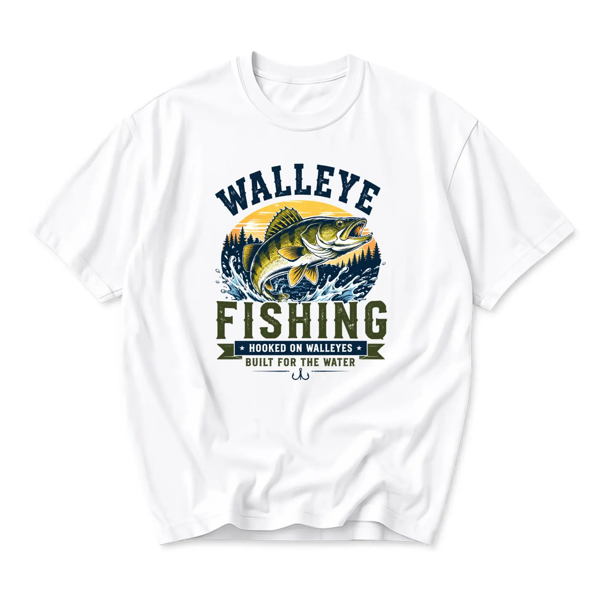 Graphic Tee Walleye Fishing Shirt for Outdoor Enthusiasts Vintage Style Angler Apparel Casual Everyday Outfits