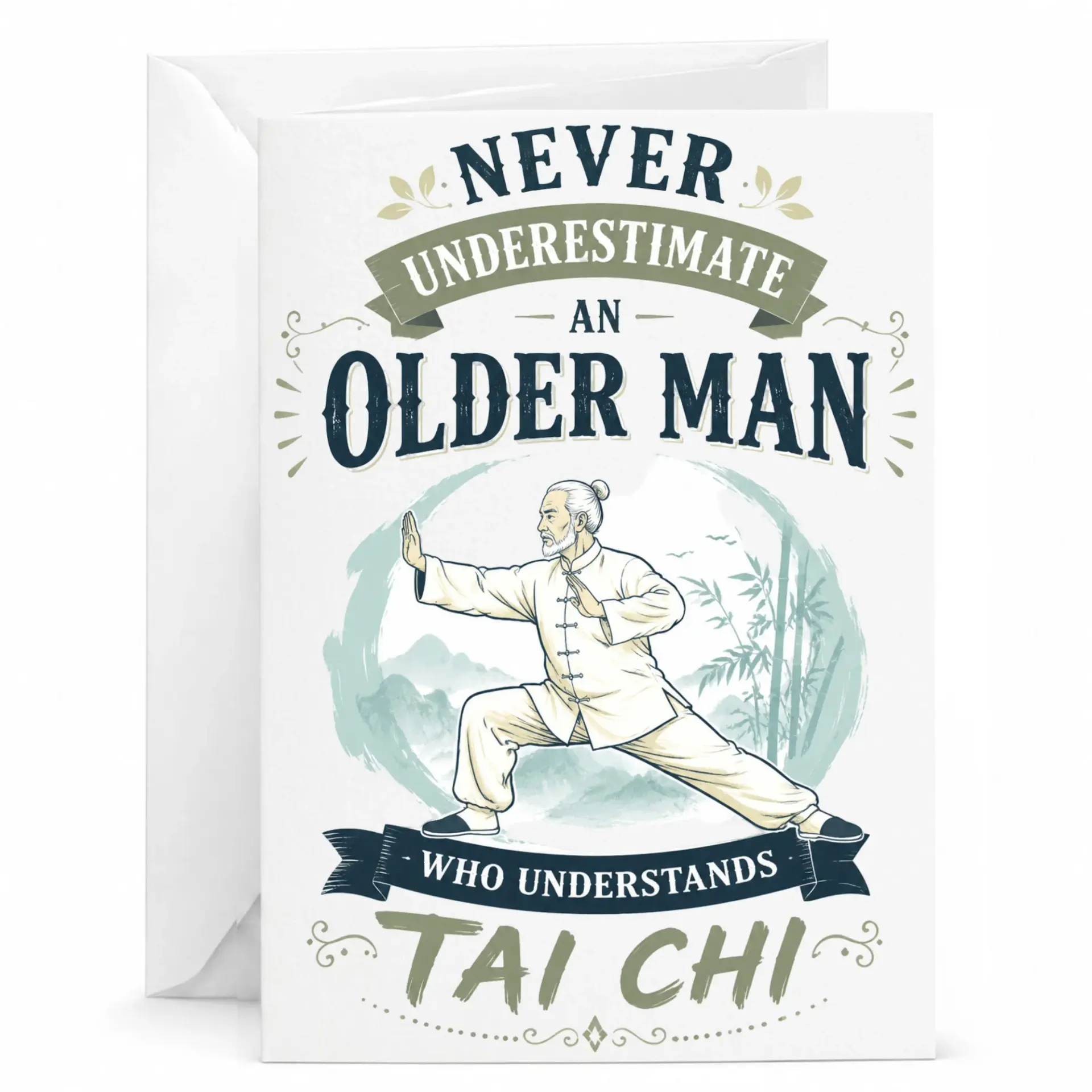 Funny Greeting Card Never Underestimate an Older Man Who Understands Tai Chi Martial Arts Enthusiast Birthday Gift