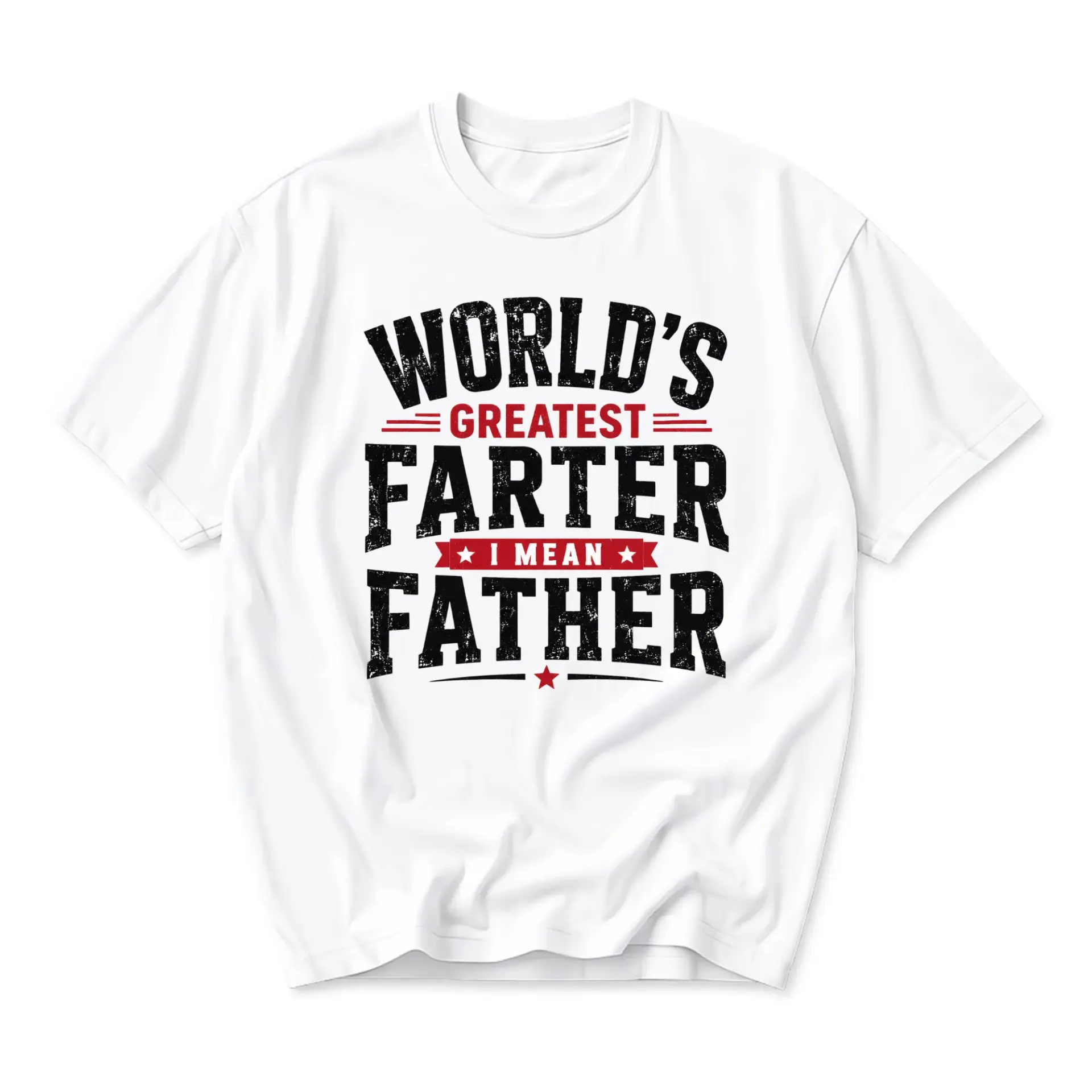 Funny Shirt World’s Greatest Farter I Mean Father Graphic Tee Unisex Crew-Neck Casual Cotton Blend Apparel for Men