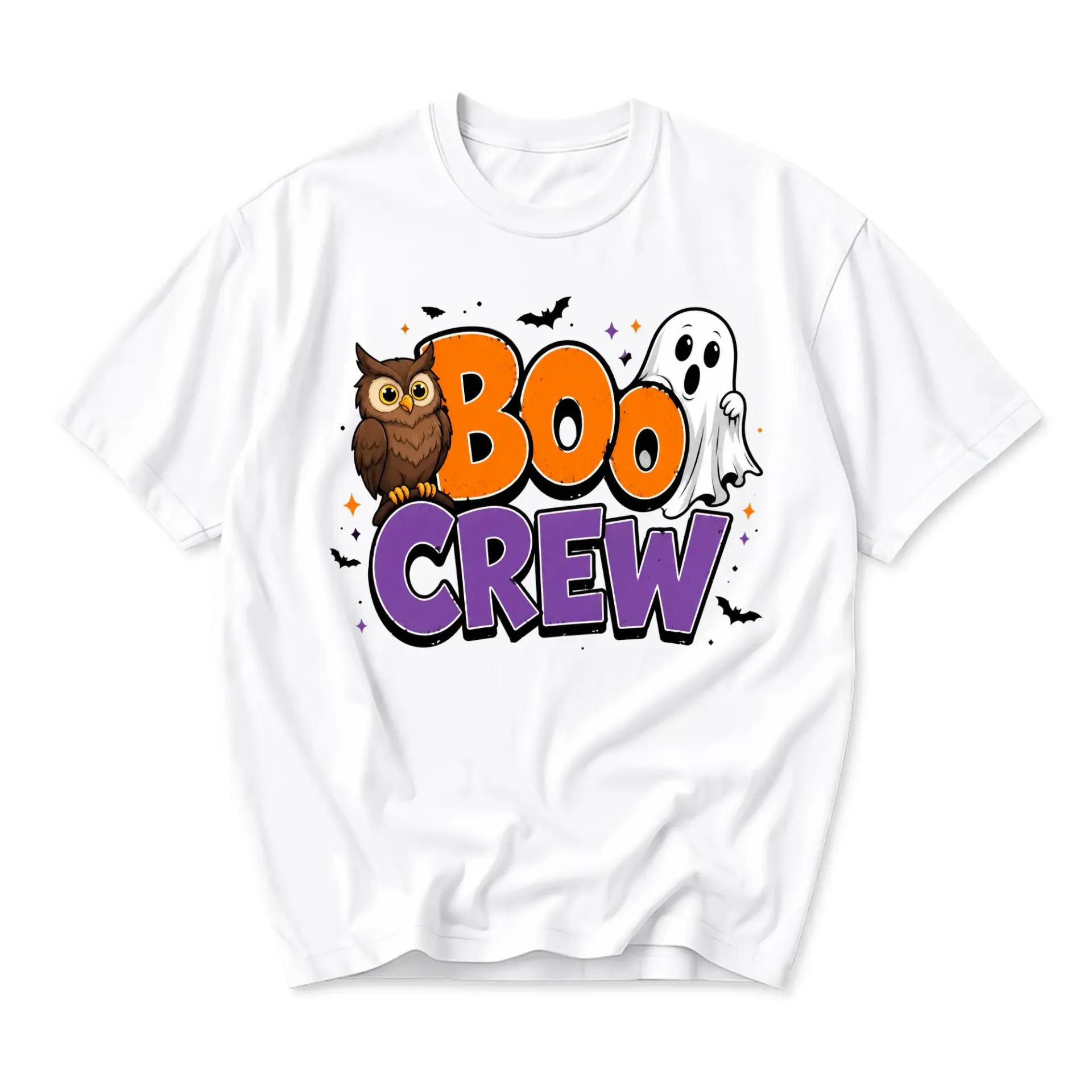 Graphic Tee Boo Crew Halloween Shirt Unisex Cotton Blend Crew Neck Apparel for Casual Fall Everyday Outfits and Events