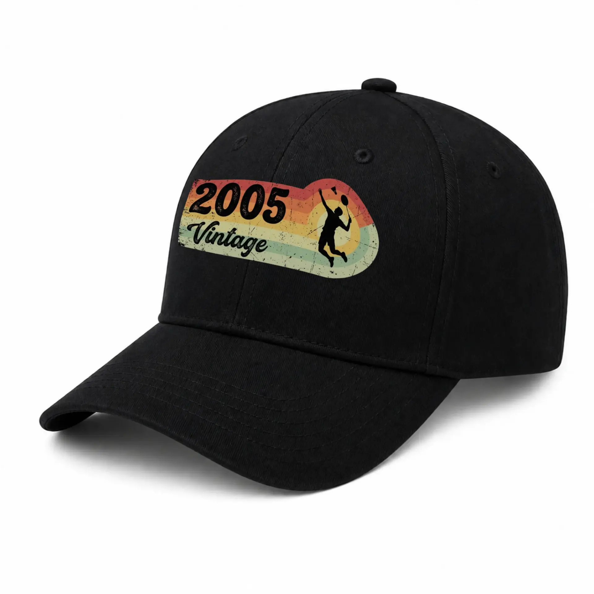 Baseball Cap Vintage Badminton Player Retro Sunset Design Graphic Hat