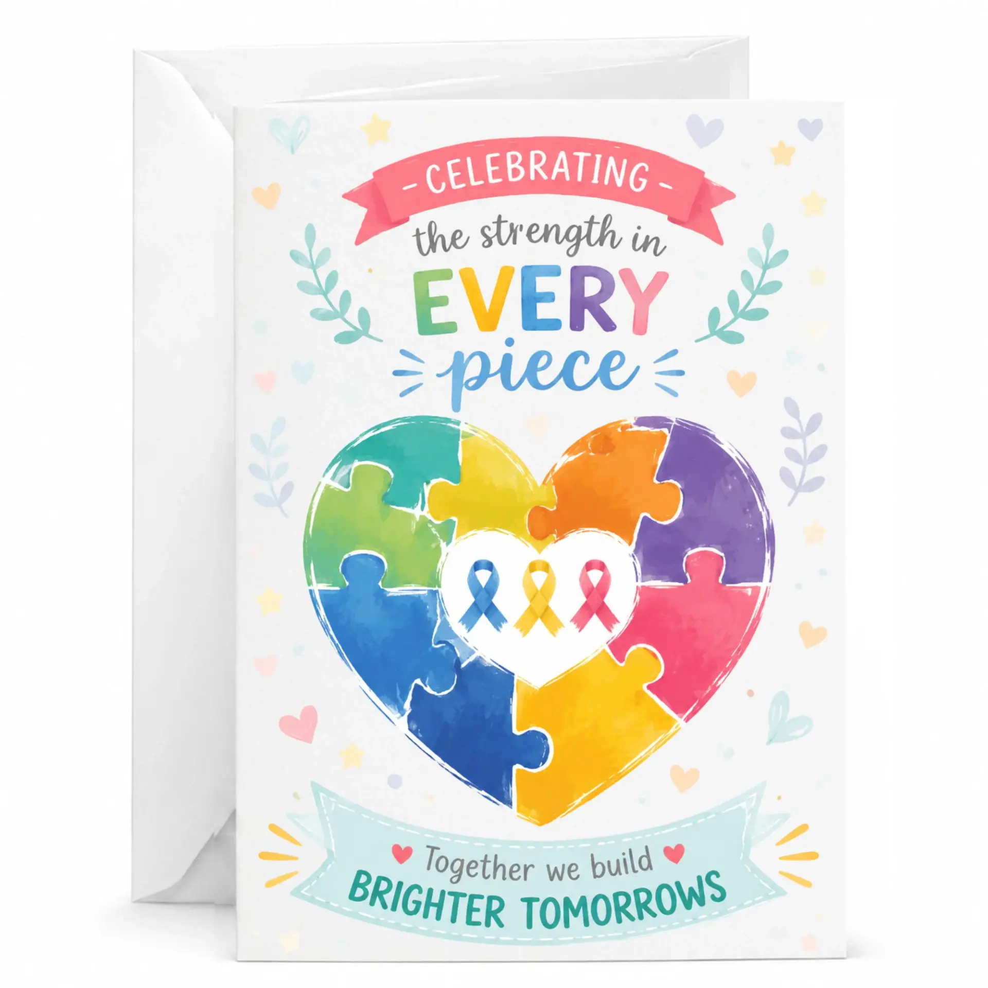 Greeting Card Celebrating Strength in Every Piece Heart Puzzle Design Encouragement Card for Friends and Family Members