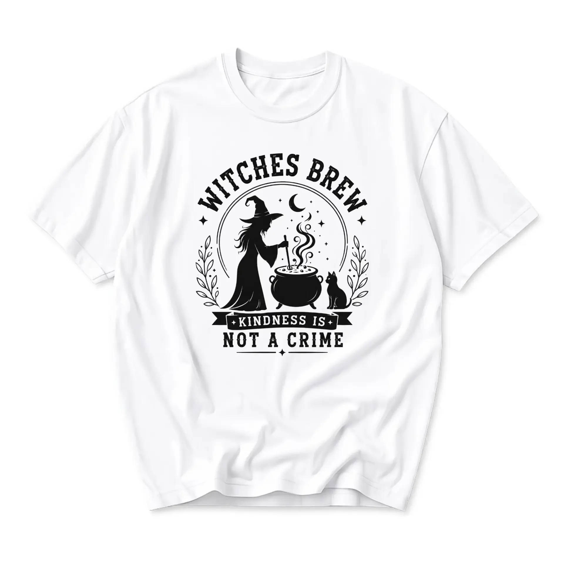 Graphic Tee Witches Brew Kindness Is Not a Crime Unisex Shirt Casual Short Sleeve Cotton Crew Neck Top for Everyday