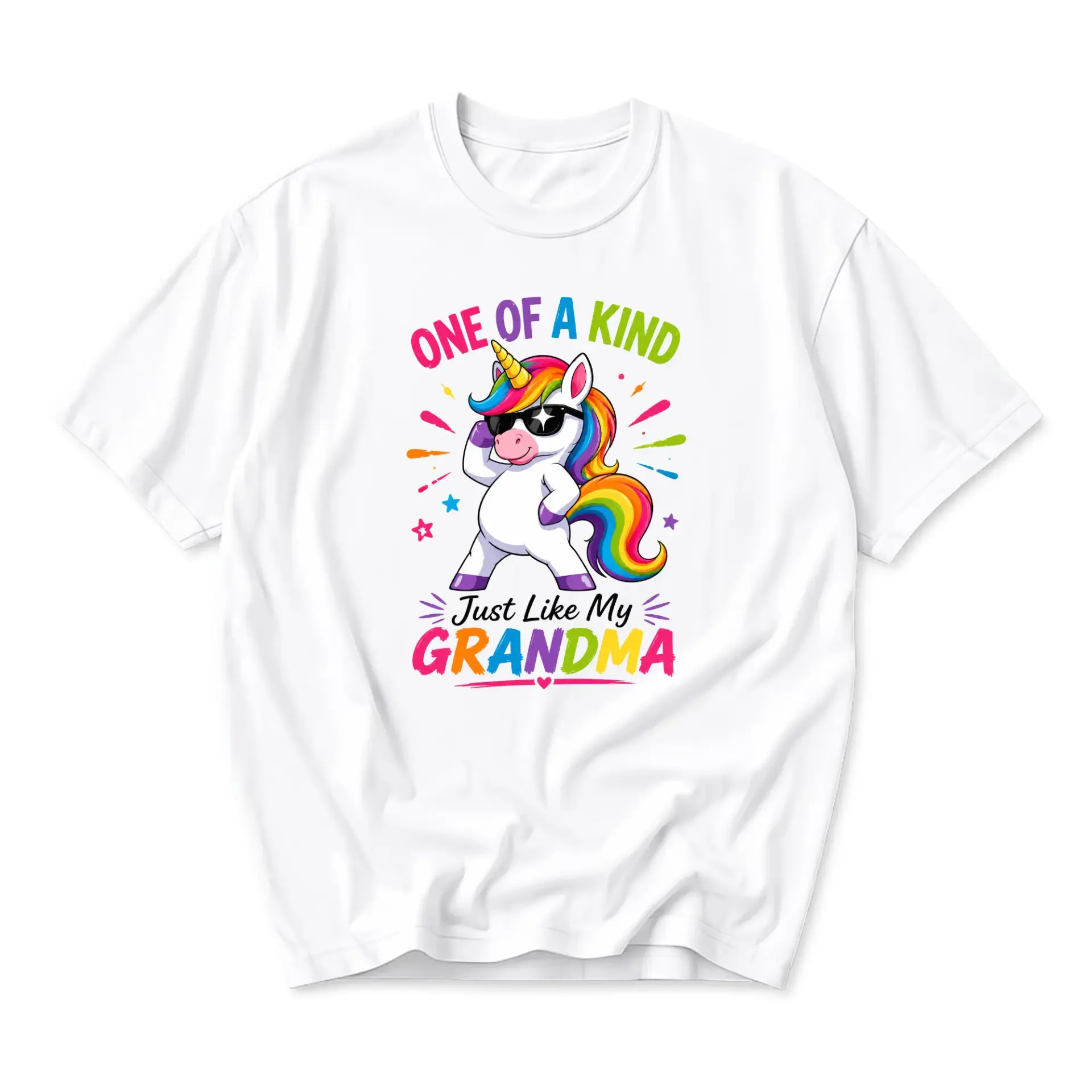 Funny Shirt One of a Kind Just Like My Grandma Unisex Graphic Printed T-Shirt Casual Everyday Apparel for All Ages