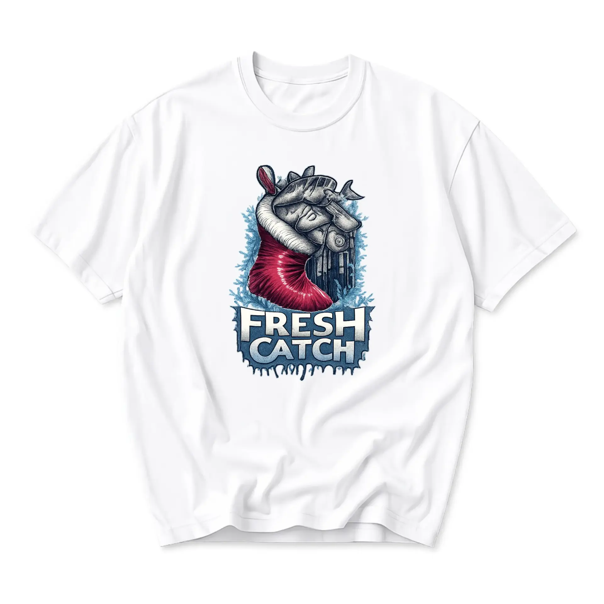 Graphic Tee Fresh Catch Fisherman Illustration Unisex Crew Neck Short
