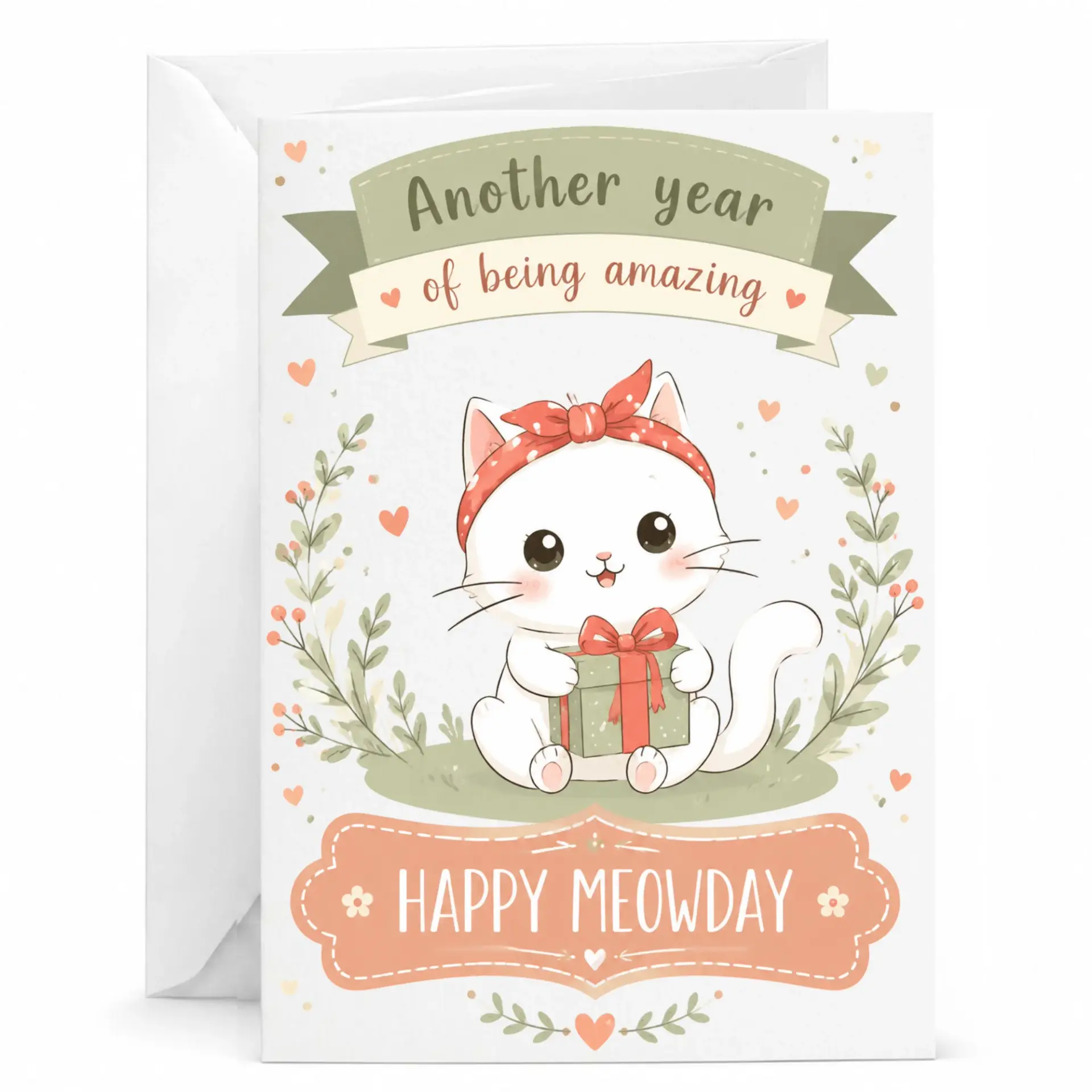 Birthday Card Featuring Cute Cat Illustration for Special Celebrations Another Year of Being Amazing Design