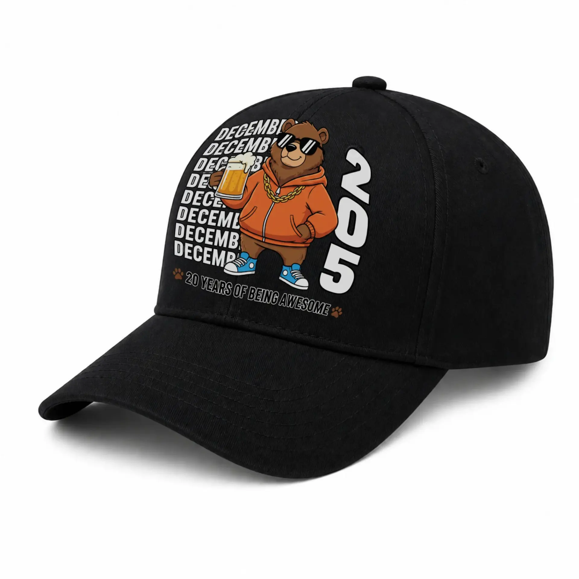 Baseball Cap Funny Cartoon Bear Drinking Beer Graphic Embroidered Hat