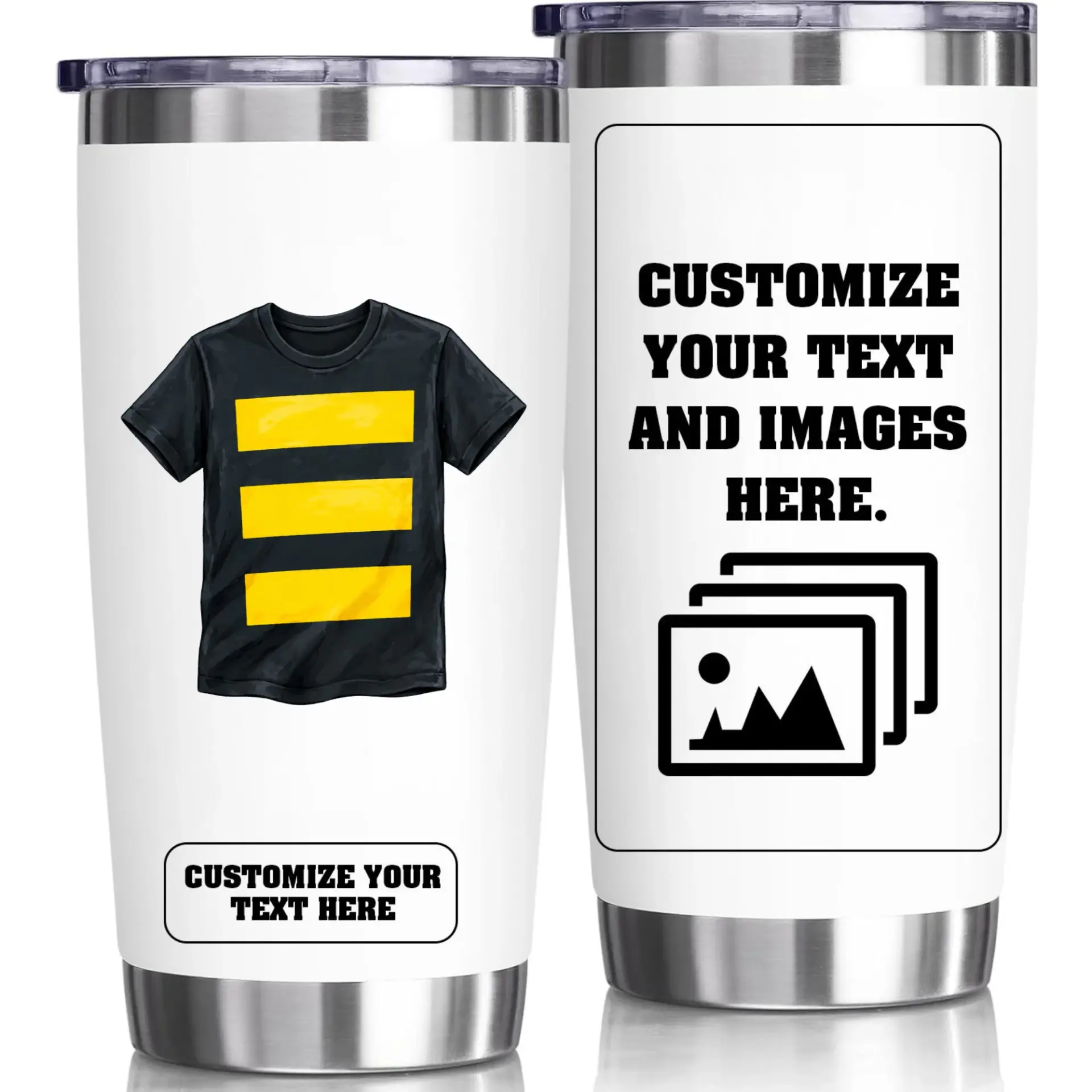 Stainless Steel Tumbler 20oz Vacuum Insulated Travel Cup with Personalized Custom Design Option for Hot and Cold Drinks
