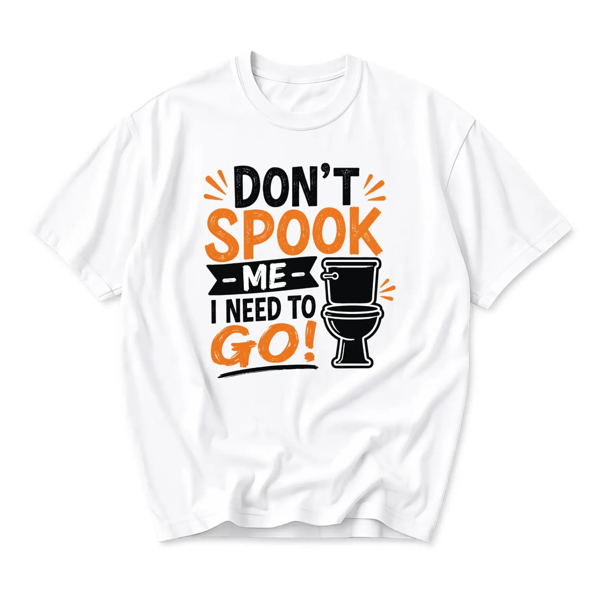 Funny Shirt Don't Spook Me I Need to Go Graphic Tee Unisex Casual Short Sleeve Cotton Blend Humorous Print Apparel