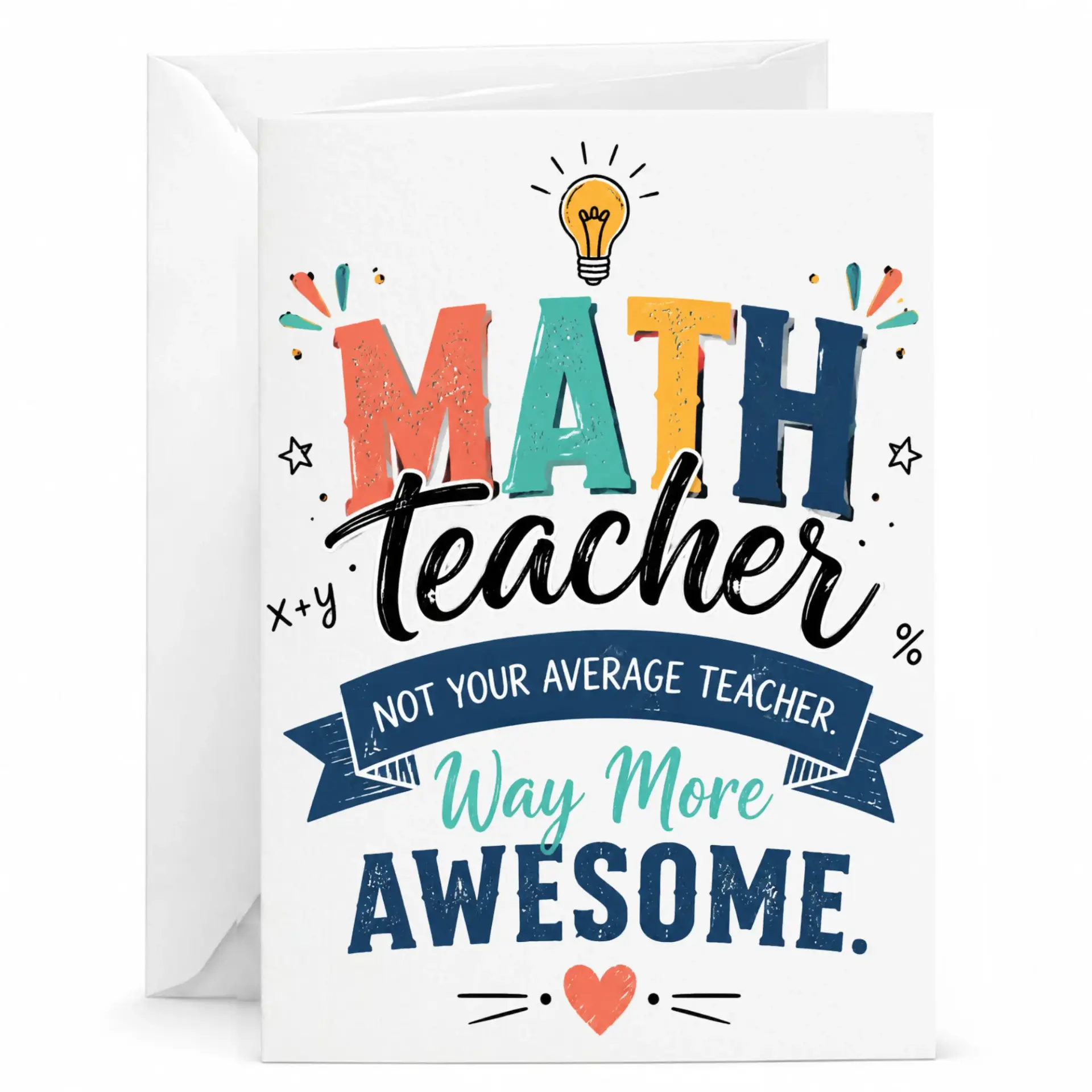 Funny Math Teacher Appreciation Greeting Card Not Your Average More Awesome Quote Stationery 5x7