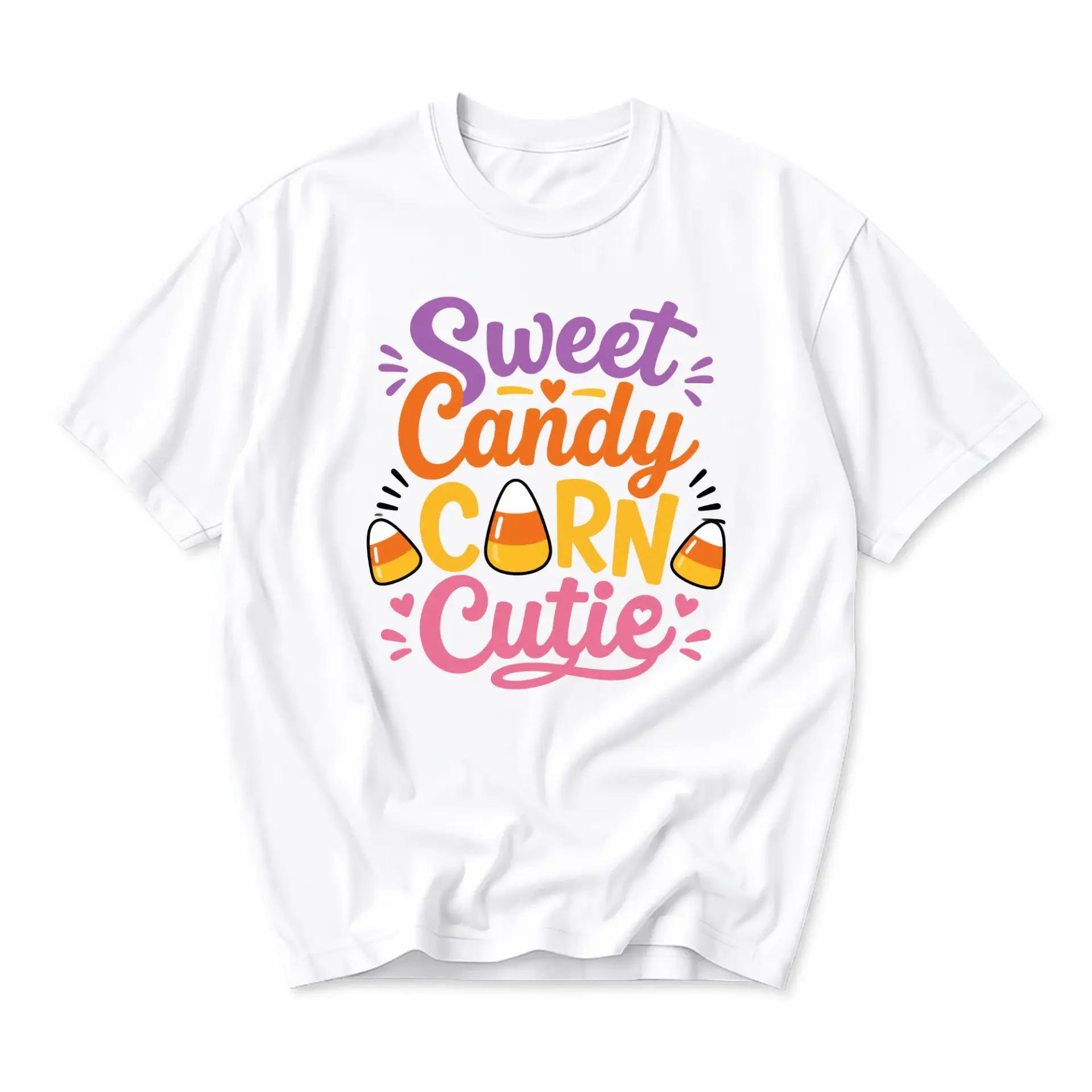 Graphic Tee Sweet Candy Corn Cutie Autumn Season Apparel Casual Holiday Shirt Unisex Short Sleeve Crew Neck Top