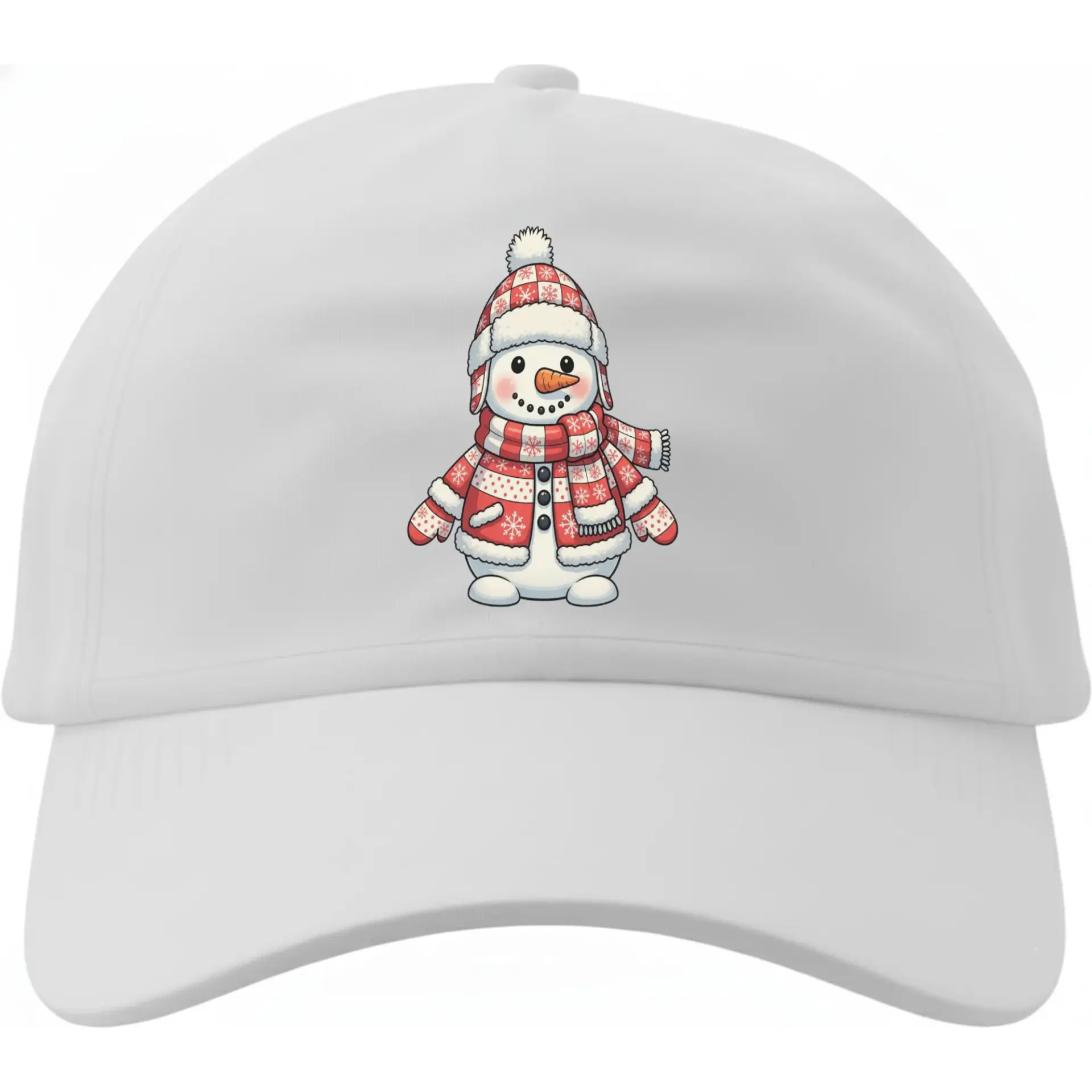 Baseball Cap Featuring a Festive Cute Snowman Graphic for Winter Holiday Style Comfortable Cotton Low Profile Hat