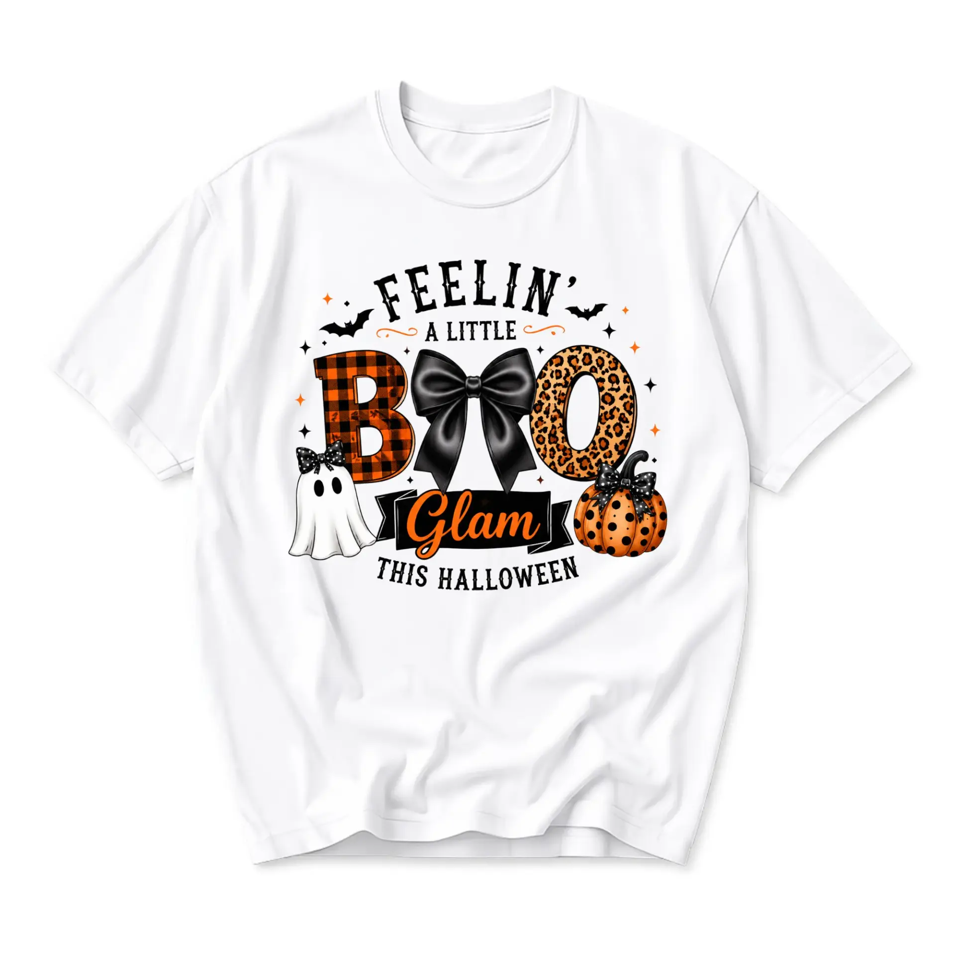 Funny Shirt Feelin a Little Boo Glam Halloween T-Shirt Unisex Casual Graphic Tee Trendy Seasonal Fall Apparel for Women
