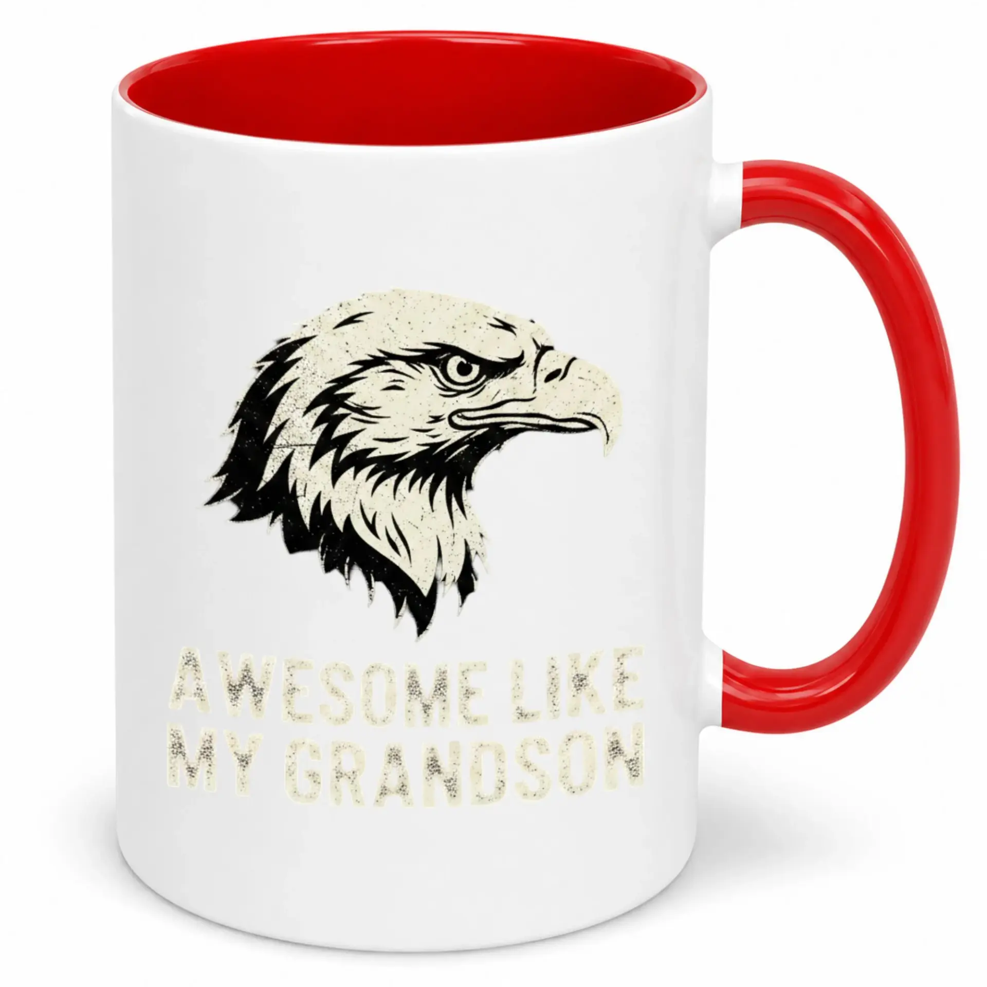 Awesome Grandson Sentiment Ceramic Coffee Mug 11oz or 15oz Drinkware with Eagle Graphic Perfect Gift for Grandparents