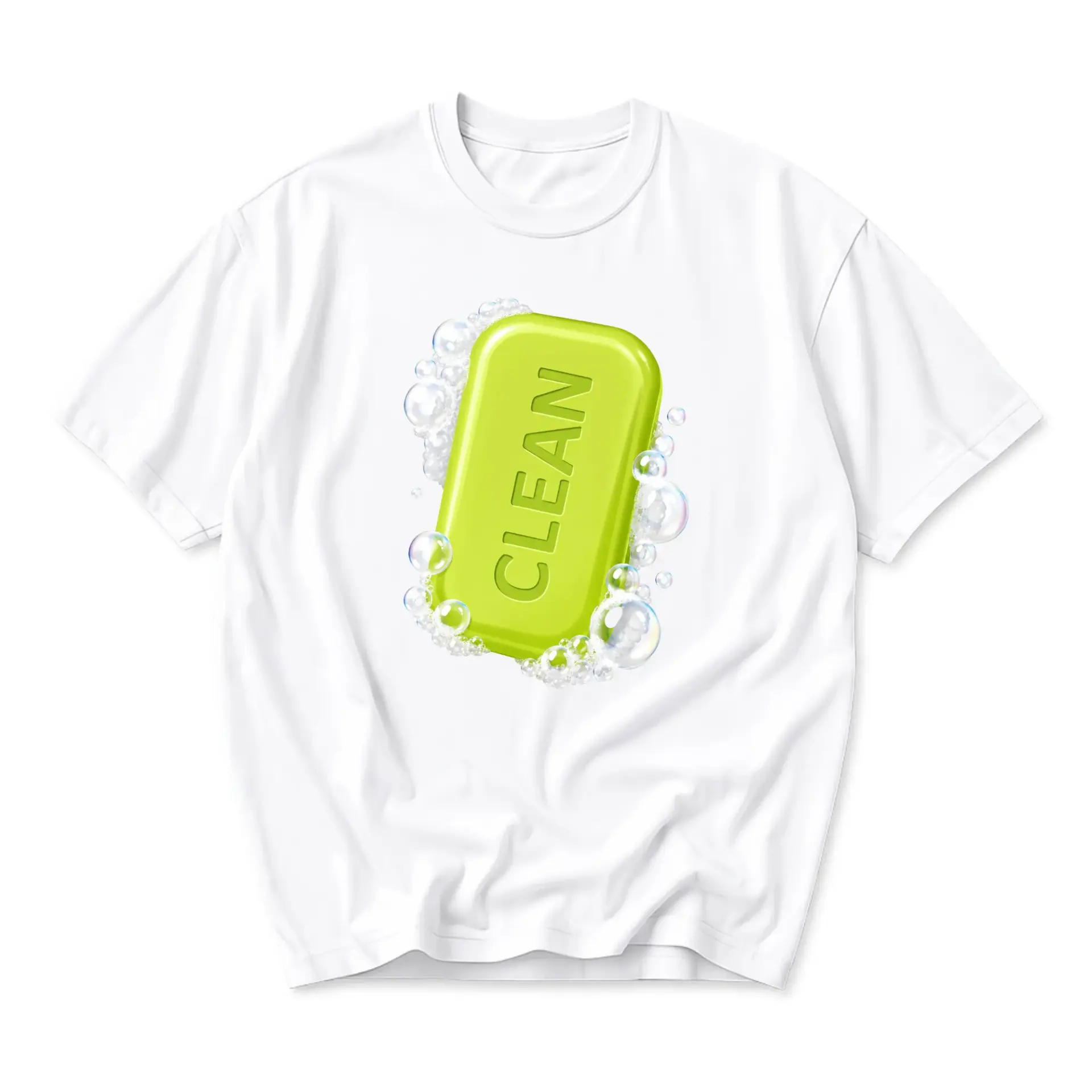 Graphic Tee Clean Soap Bar Print Unisex Crew Neck Casual Shirt Comfortable Cotton Blend Short Sleeve Apparel for Adults