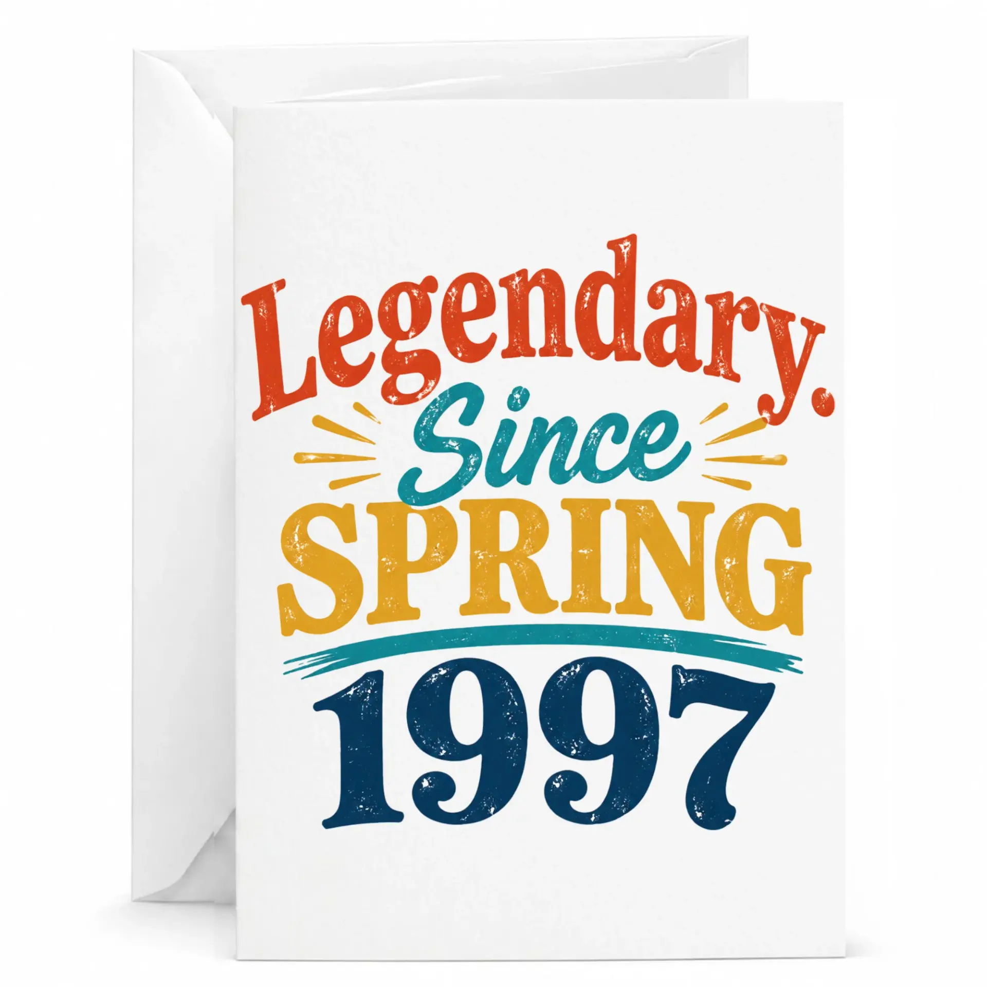 Birthday Card Legendary Since Spring 1997 Greeting Card Retro Vintage Style Message Note for Anniversary Celebration
