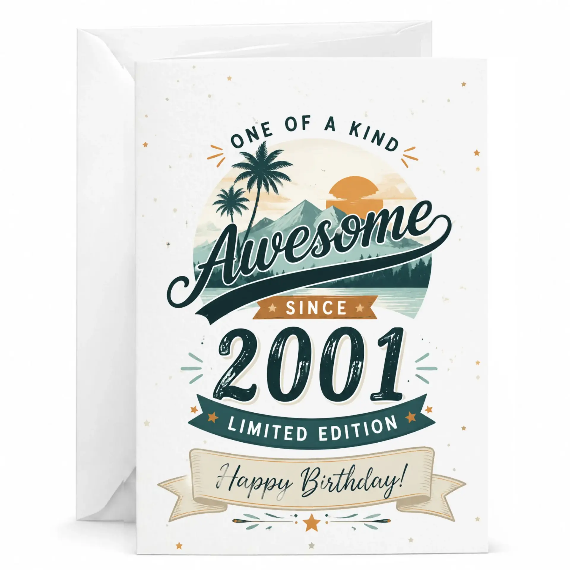 Birthday Card Vintage Style Limited Edition Awesome Since 2001 Greeting Card for Milestone Celebration 5x7 Inches