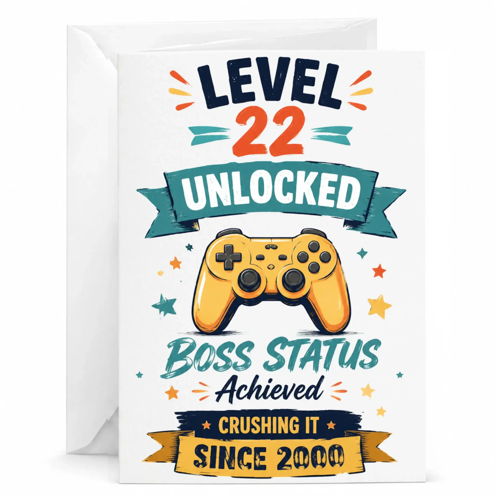 Birthday Card Level 22 Unlocked Video Game Greeting Card for Milestone Celebration and Boss Status Achievement