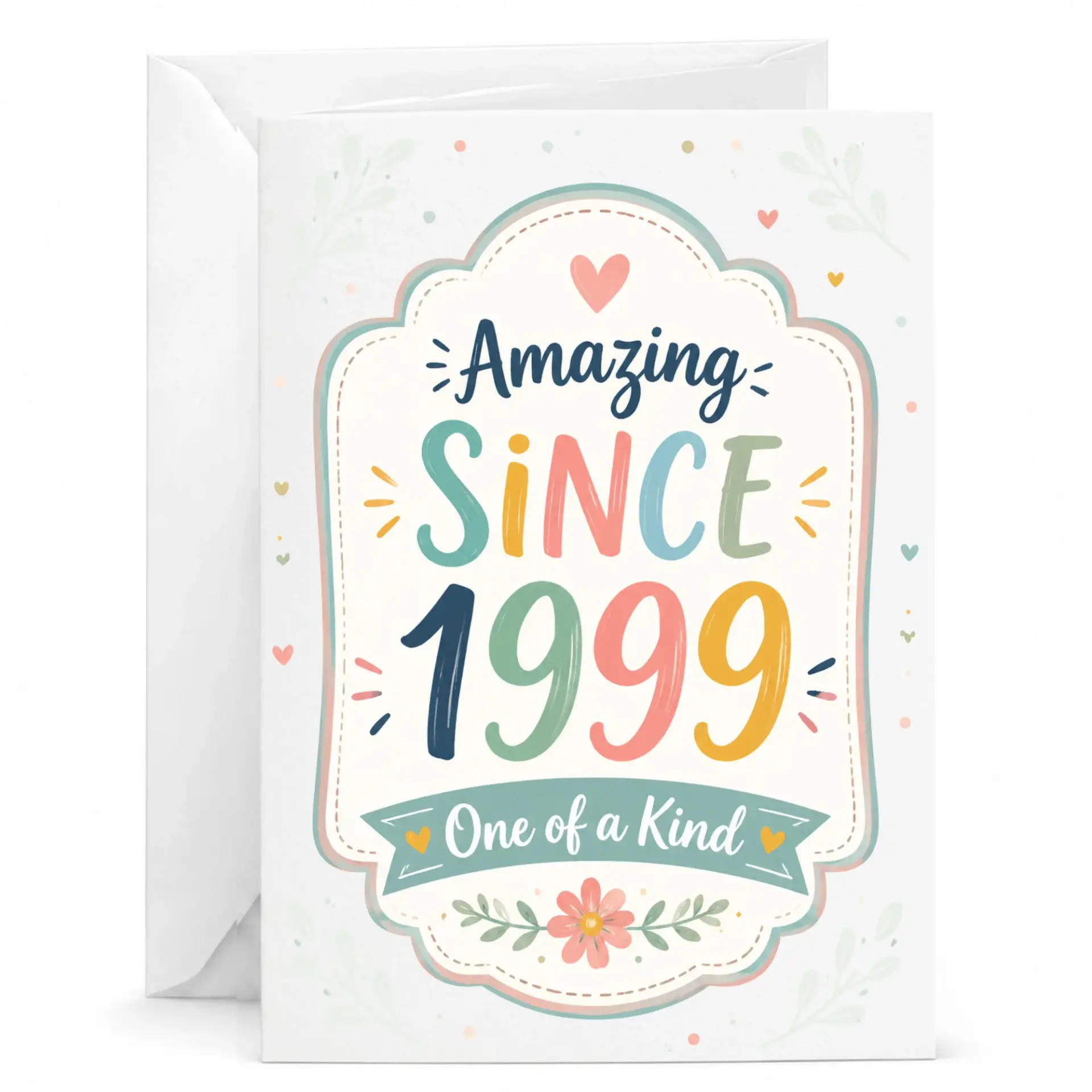 Birthday Card Amazing Since 1999 Greeting Card, Vintage Style Milestone Birthday Keepsake Note for Friend or Loved One