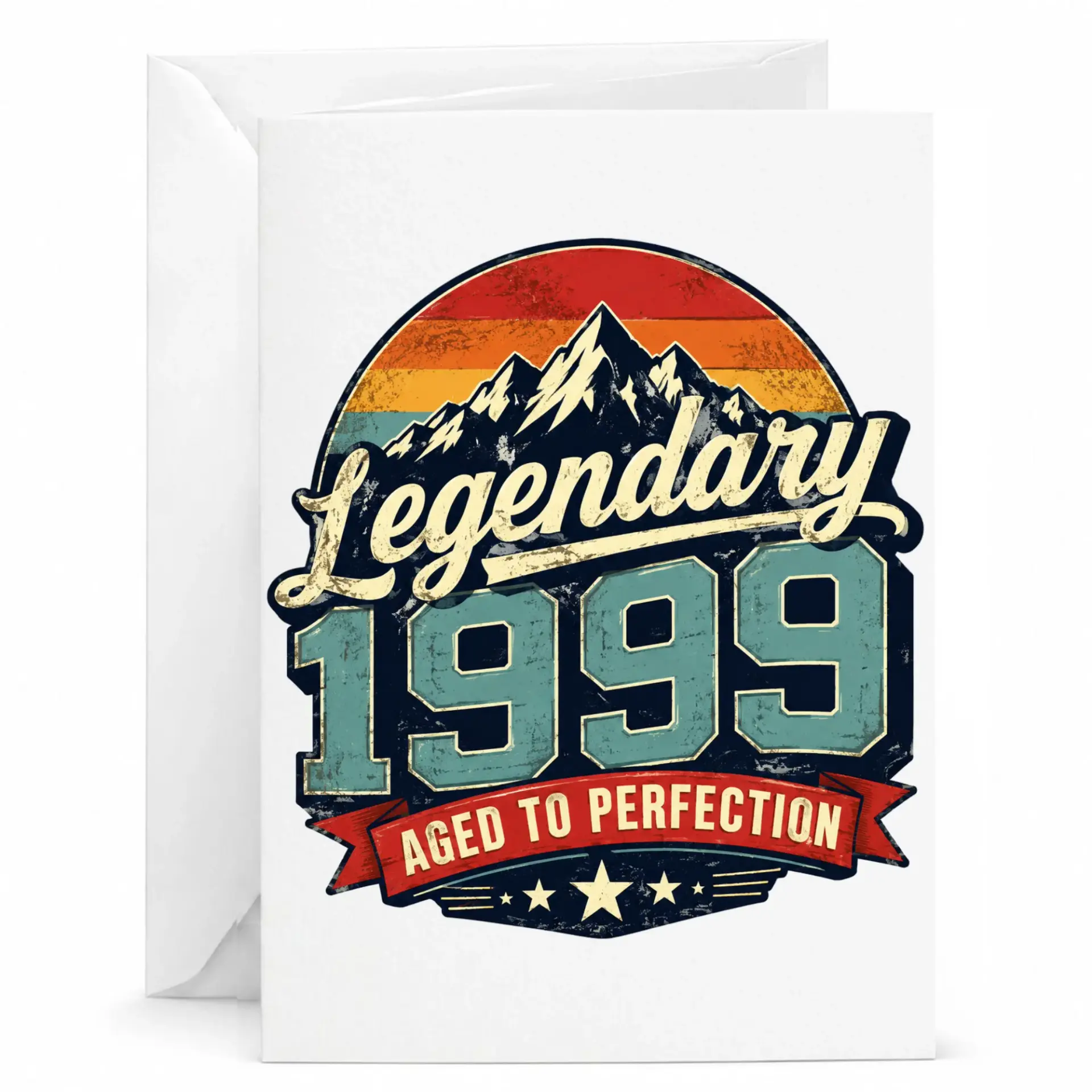 Birthday Card Legendary 1999 Aged to Perfection Vintage Style Graphic Greeting Card for Special Milestone Occasions