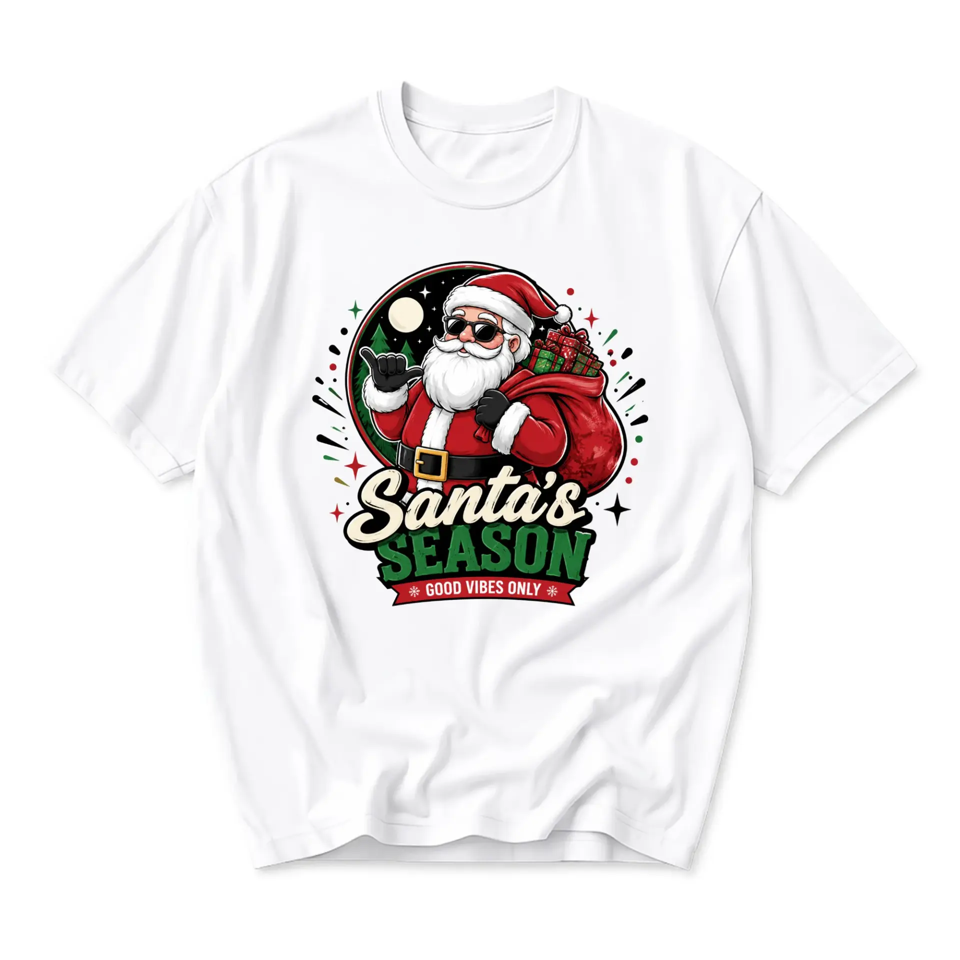 Graphic Tee Santa's Season Only Holiday Unisex Crew Neck T-Shirt Soft Cotton Blend Casual Summer Short Sleeve