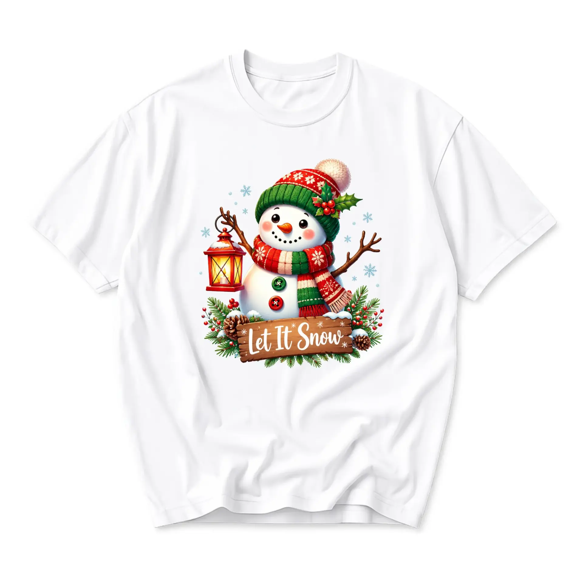 Graphic Tee Let It Snow Snowman Shirt Holiday Seasonal Apparel Unisex Crew