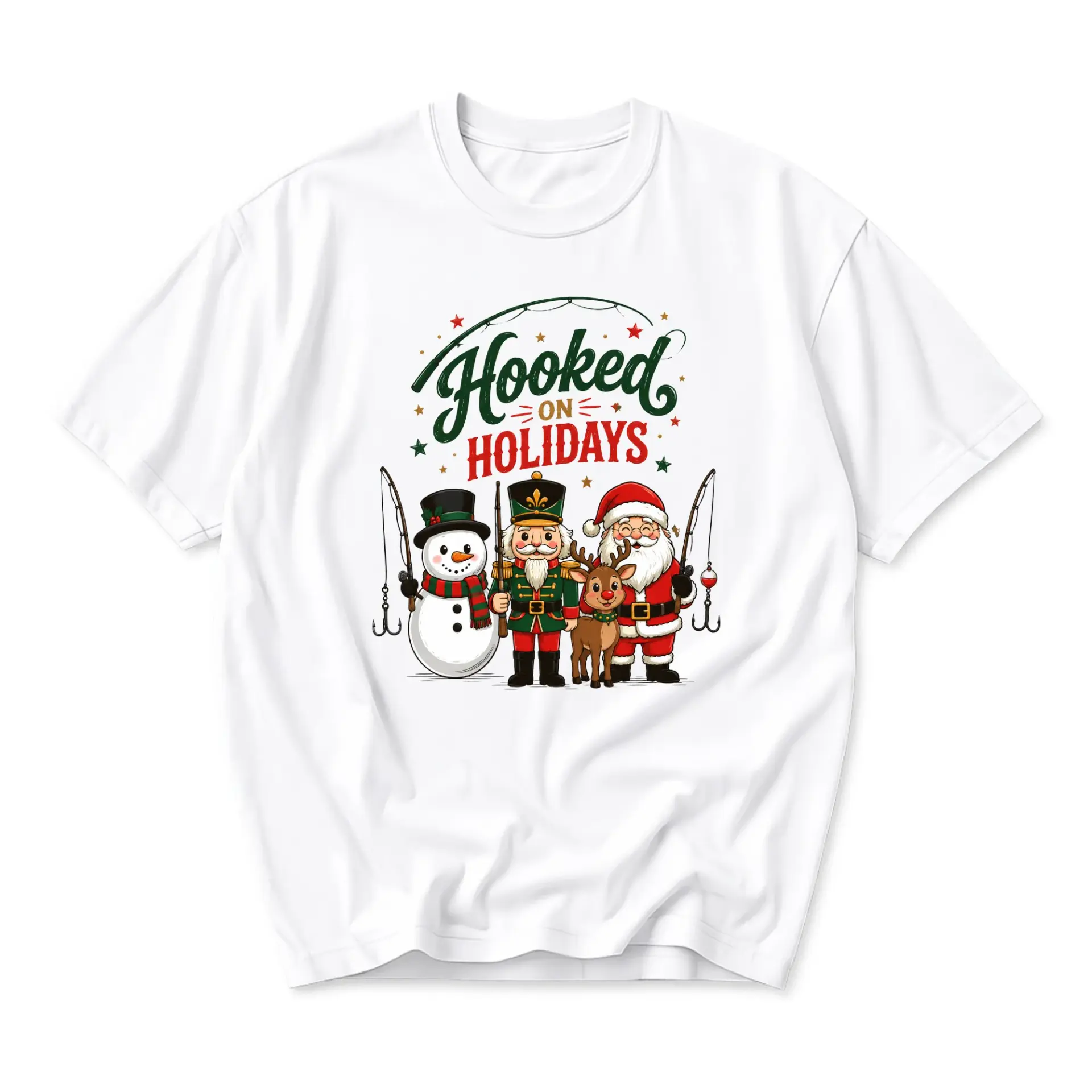 Funny Shirt on Holidays Graphic Tee Seasonal Characters Fishing Casual
