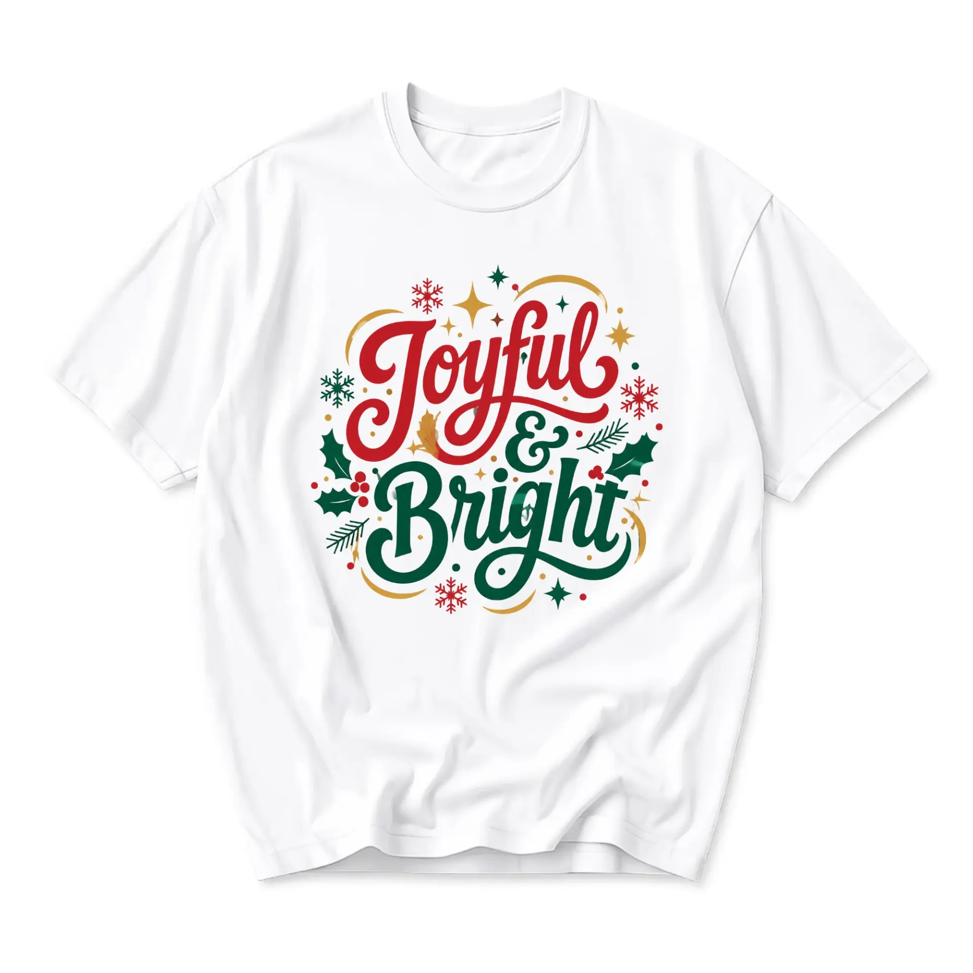 Graphic Tee Joyful and Bright Holiday Season Unisex Cotton Crew Neck Casual