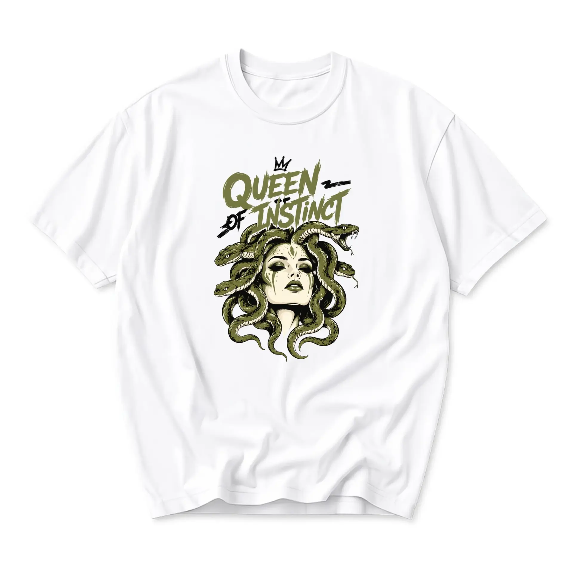 Graphic Tee Queen of Instinct Medusa Illustration Unisex Crew Neck Short Sleeve Cotton Casual Everyday Apparel