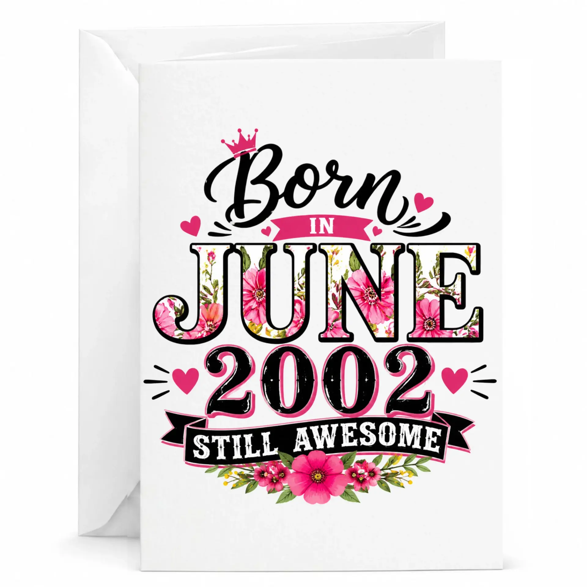 Birthday Card Born in June 2002 Still Awesome Floral Greeting Card for Celebrating Milestone Birthdays