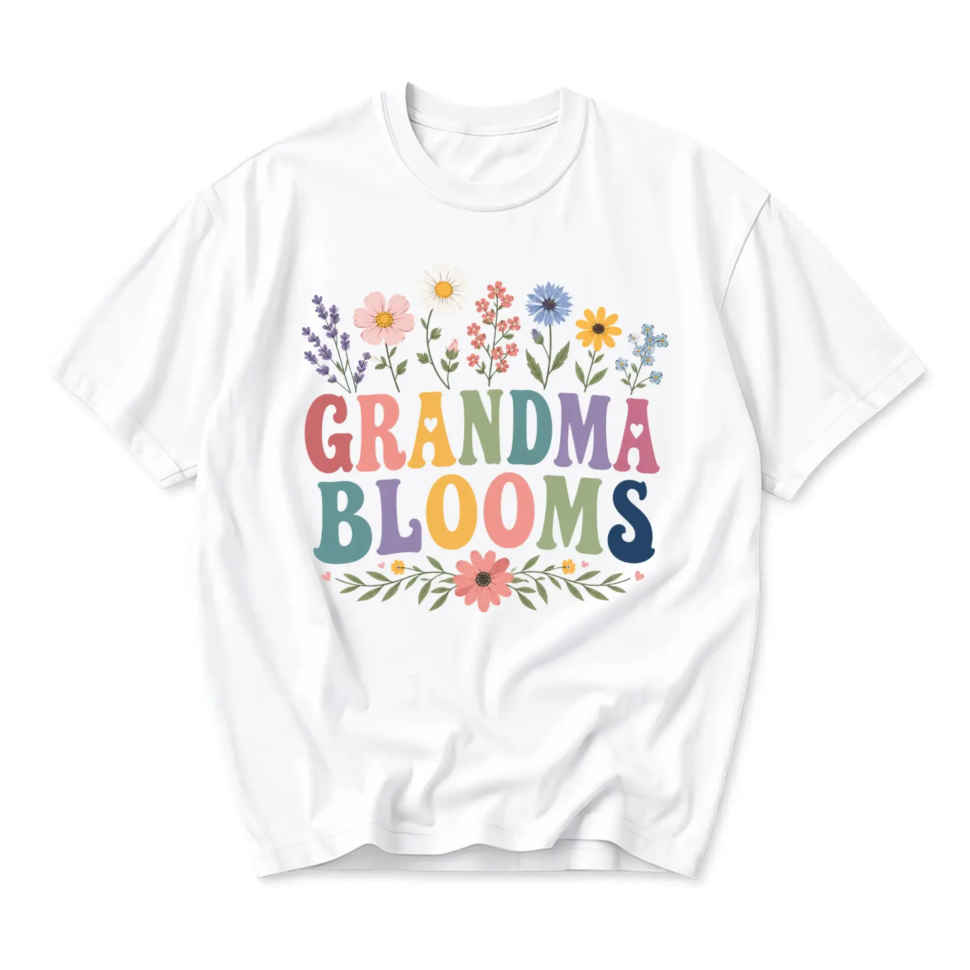 Graphic Tee Grandma Blooms Floral Botanical Unisex Casual Crew Neck T-Shirt