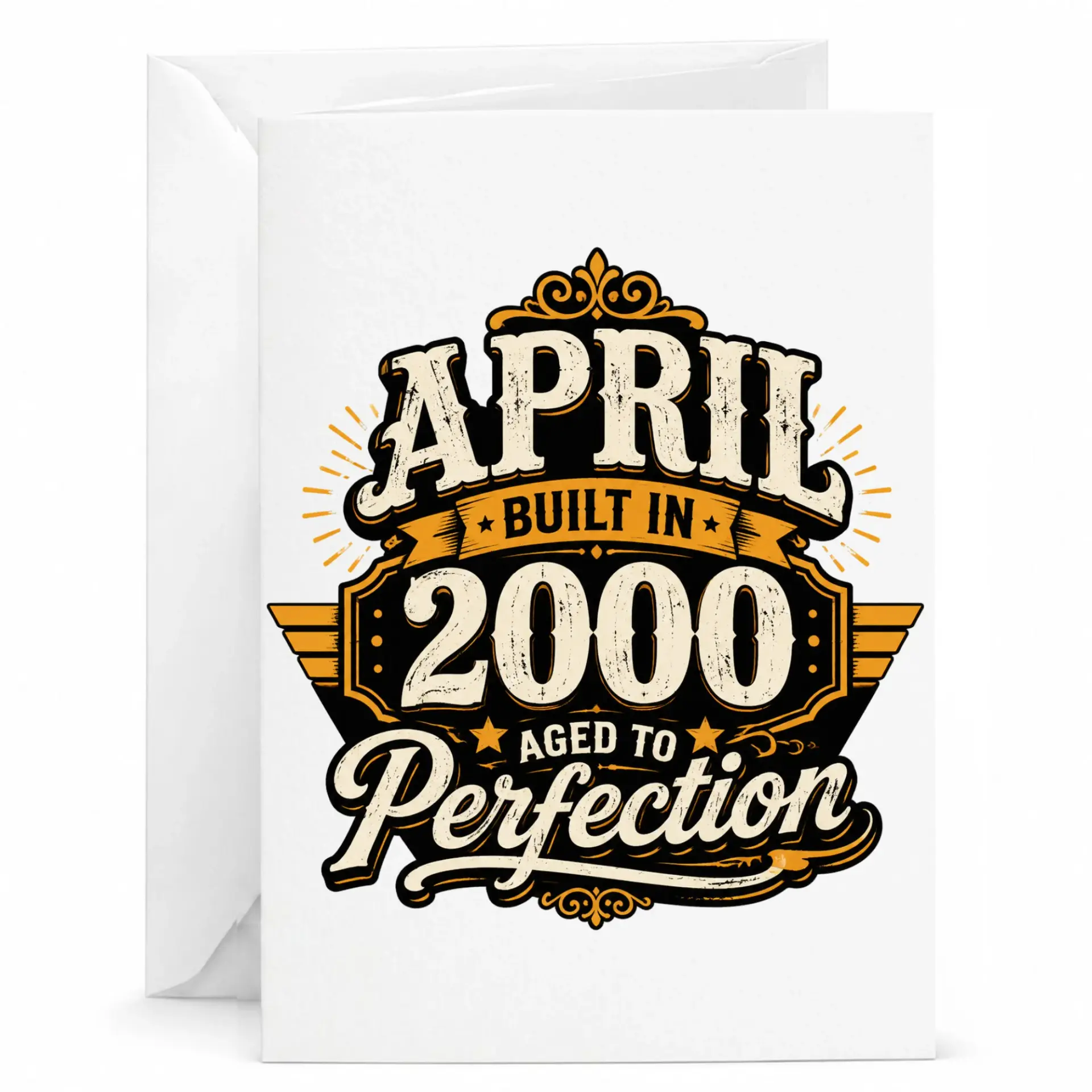 Birthday Card April Built in 2000 Aged to Perfection Vintage Style Greeting Card for Milestone Birthdays