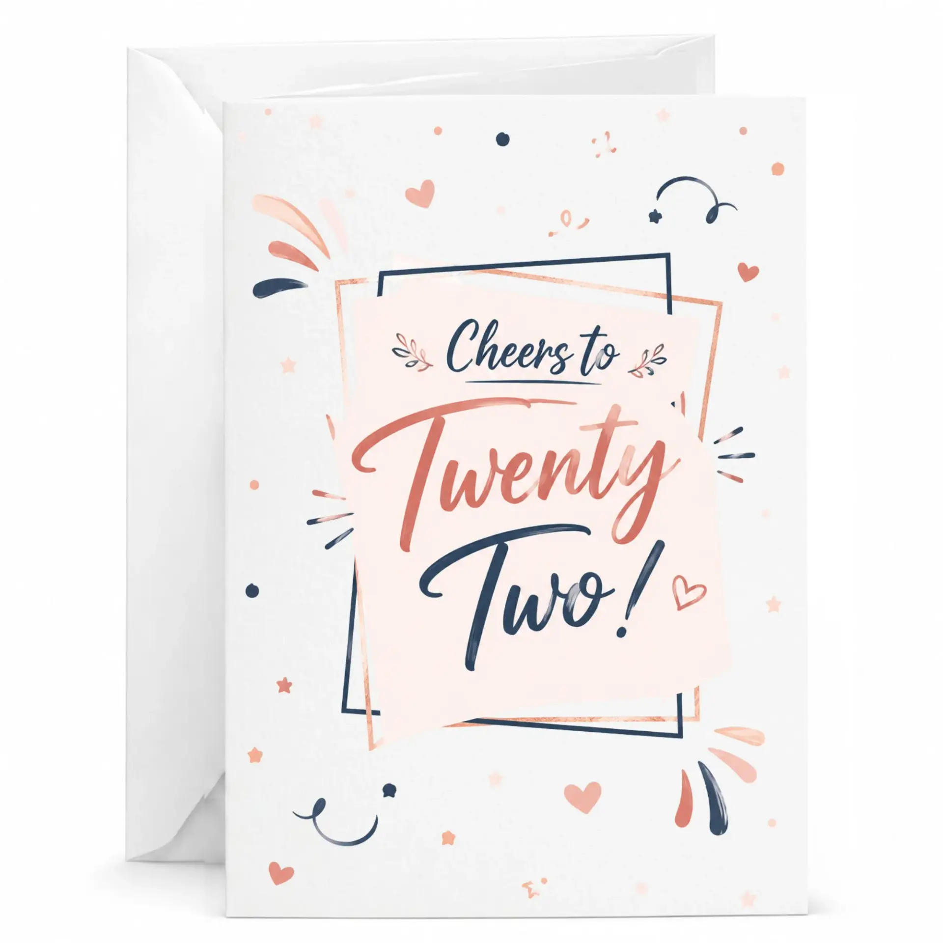 Greeting Card Cheers to Twenty Two Birthday Card for 22nd Birthday Celebration Milestone Party Stationery Supplies