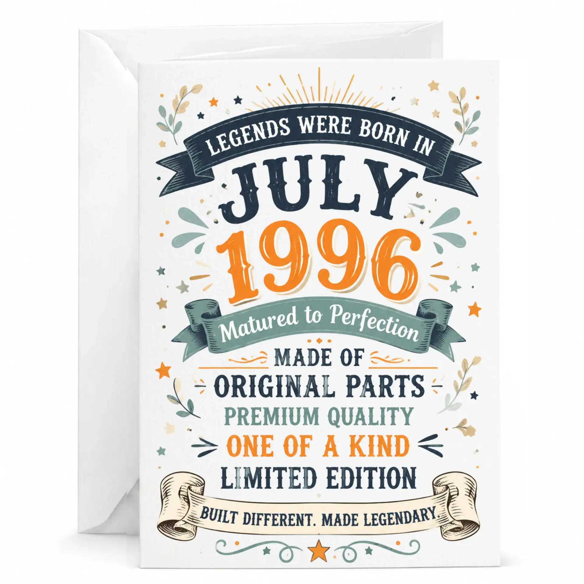 Birthday Card Legends Born in July 1996 Funny Vintage Style Greeting Card for Milestone Birthday Milestone Celebration