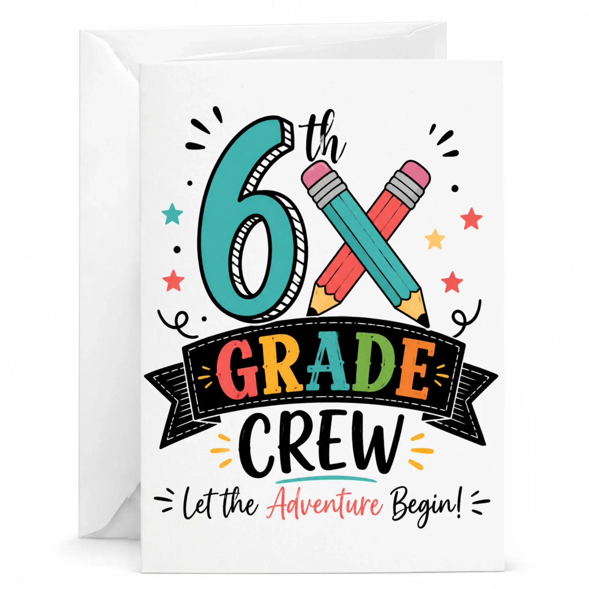 Greeting Card 6th Crew Let the Adventure Begin Design for Special and Achievement Celebrations