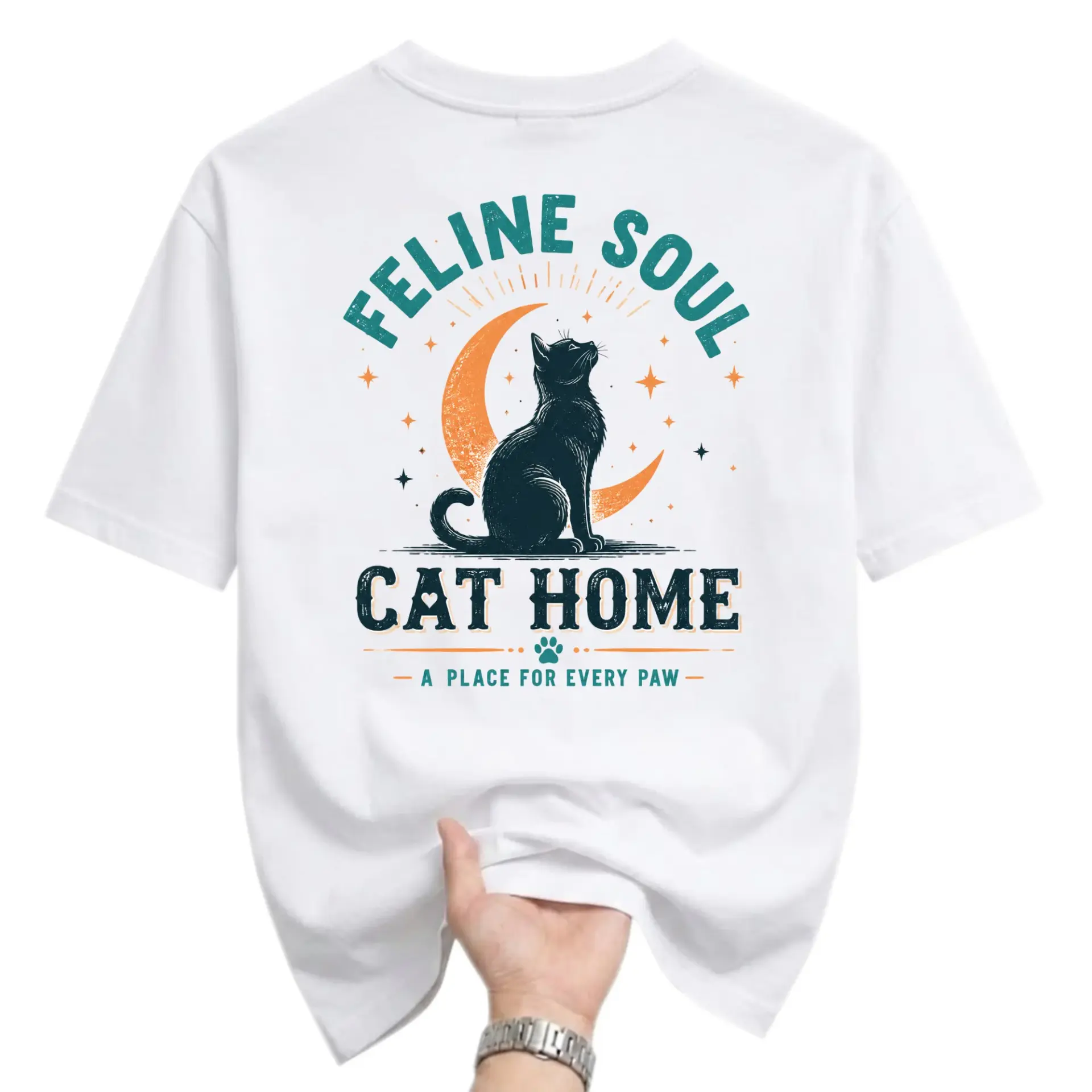 Graphic Tee Feline Soul Cat Home Design Unisex Crew Neck Short Sleeve Cotton Casual Everyday Apparel Summer Shirt