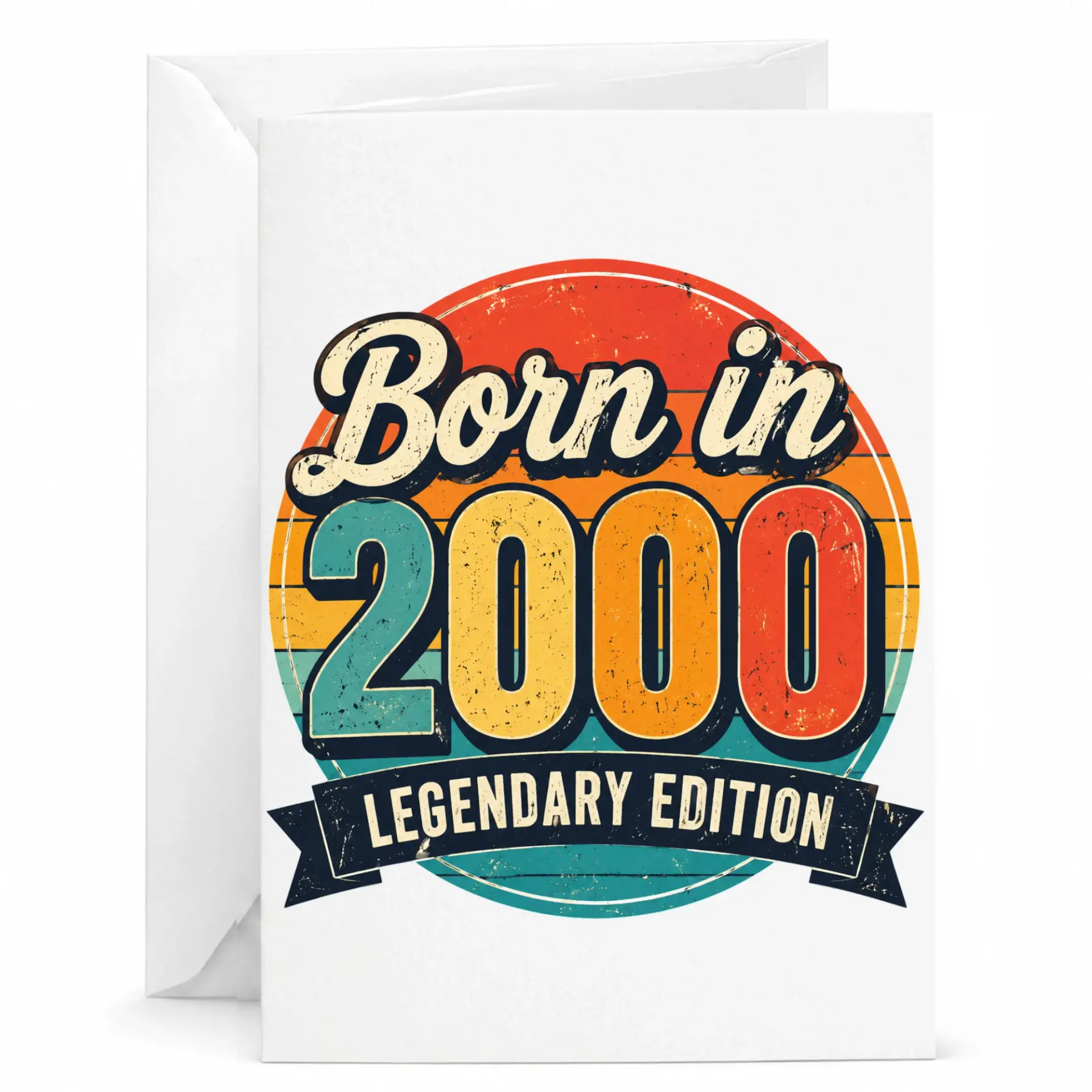 Birthday Card Born in 2000 Legendary Edition Vintage Style Greeting Card for Milestone Celebration 5x7 Inches
