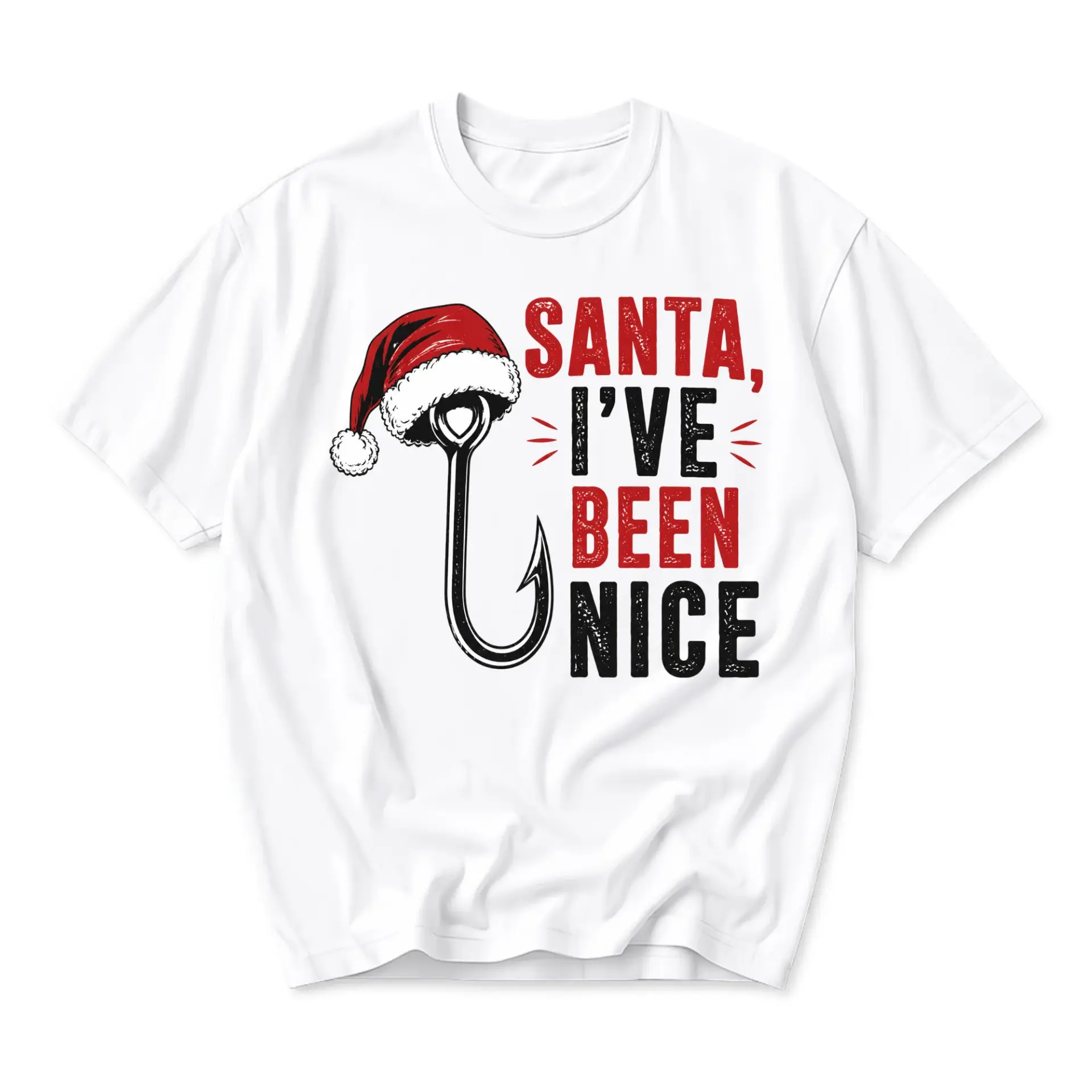 Funny Shirt Santa I Have Been Nice Fishing Hook Graphic Tee Casual Unisex