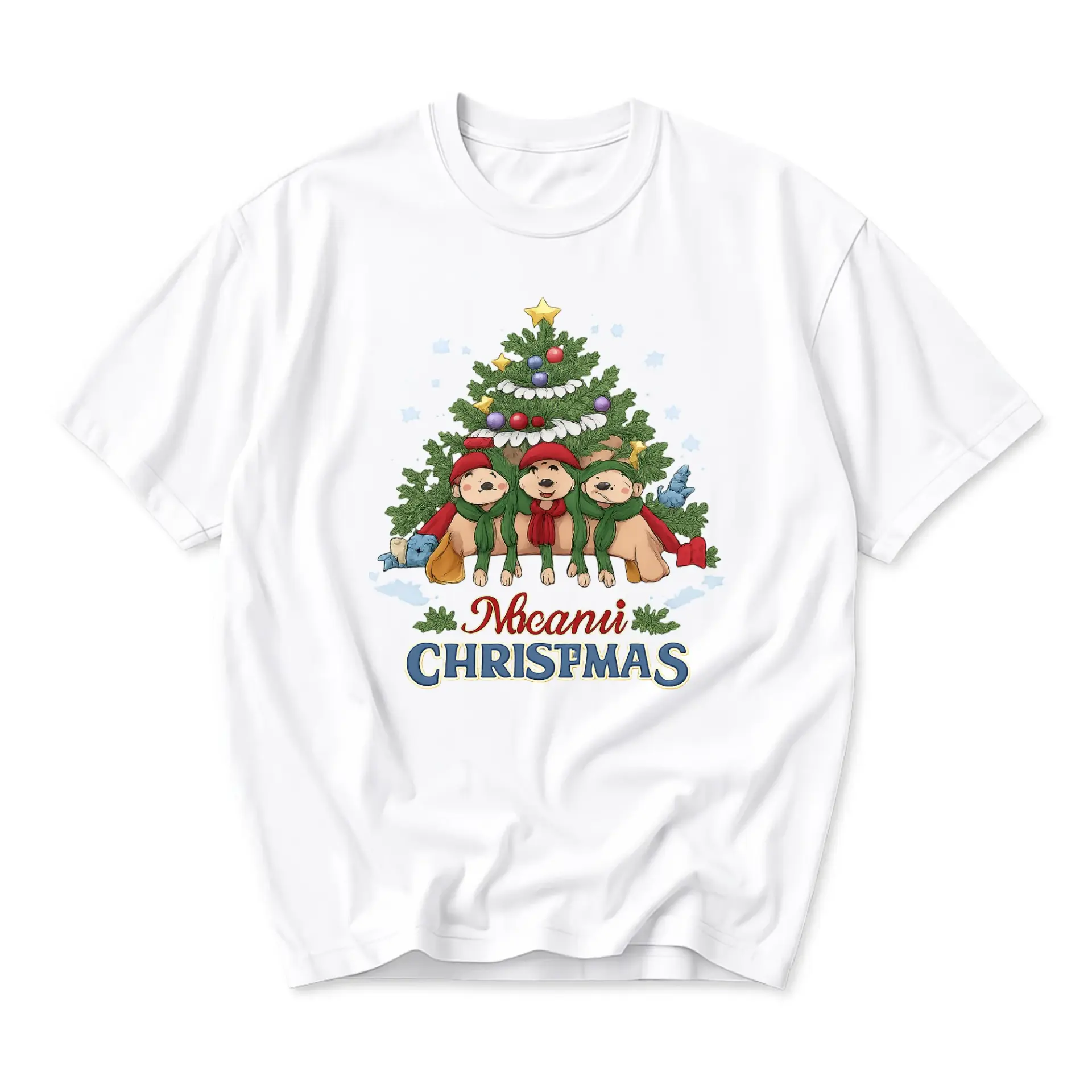 Graphic Tee Unisex Christmas Dog Shirt Festive Holiday Casual Crew Neck