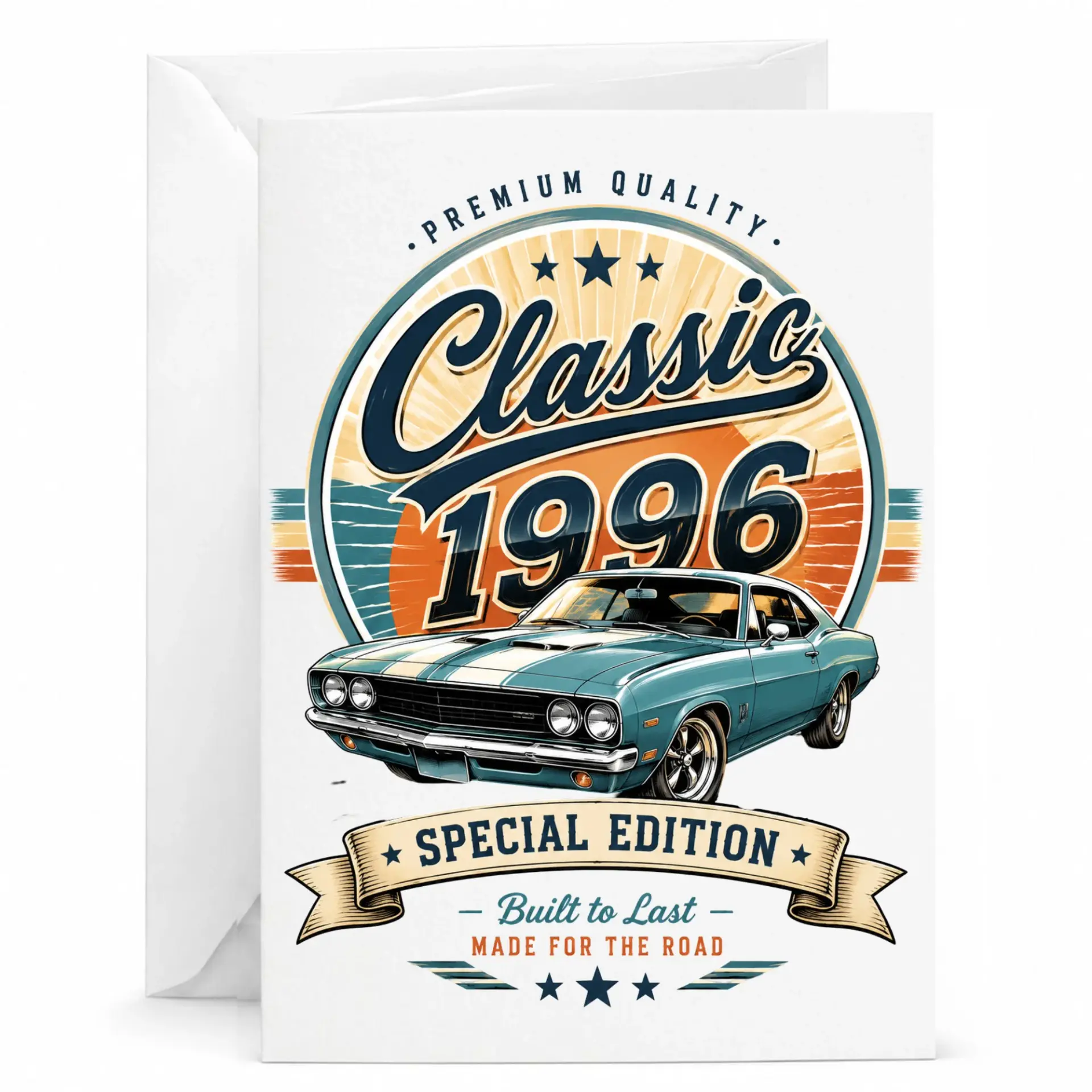 Birthday Card Classic 1996 Special Edition Vintage Car Greeting Card for Milestone Celebration and Anniversary Events
