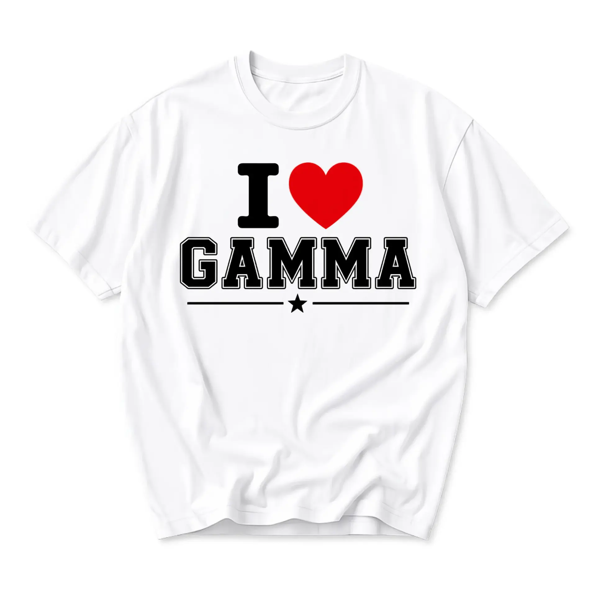 Graphic Tee I Love Gamma Unisex Crew Neck T-Shirt Soft Cotton Casual Everyday Apparel for Men and Women White
