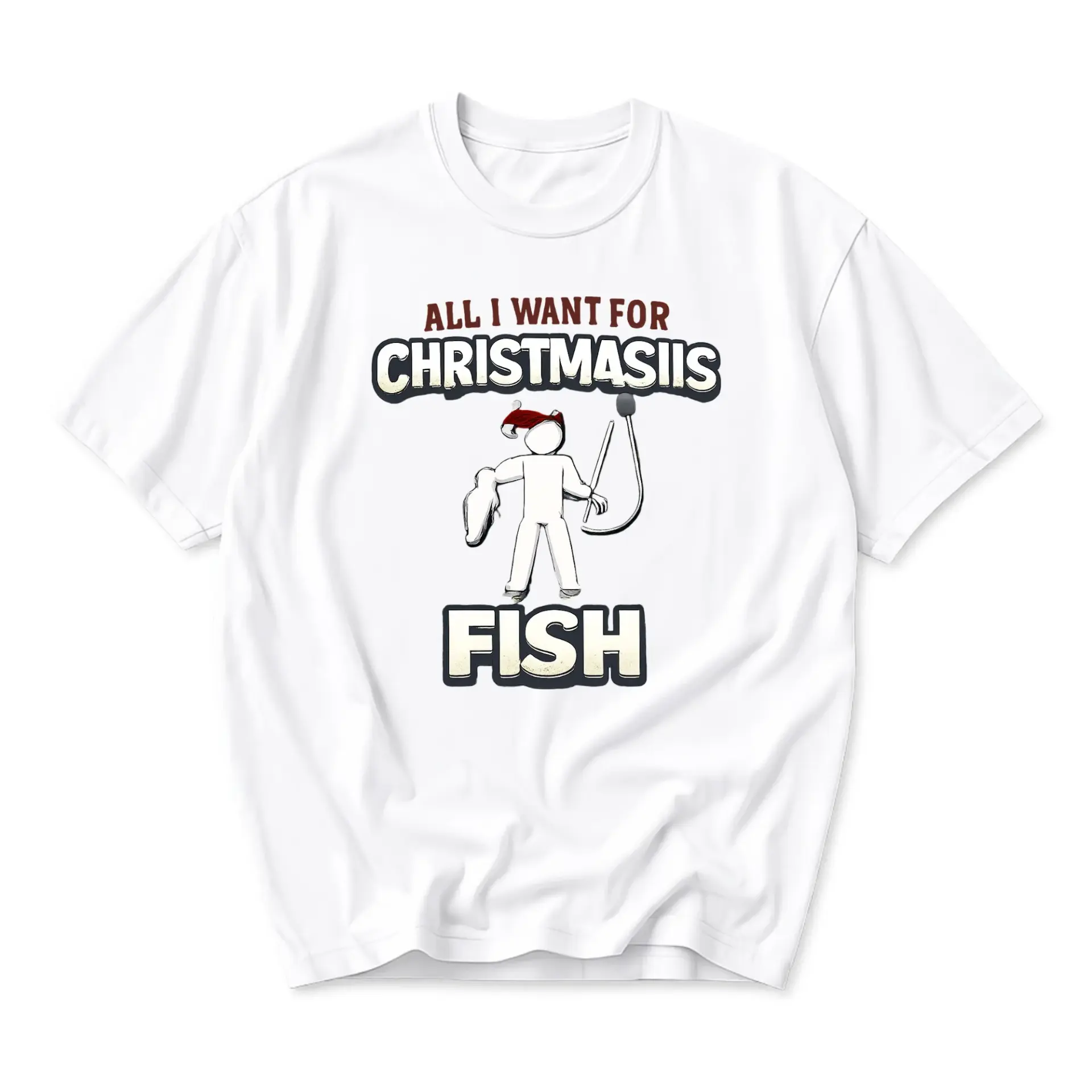 Funny Shirt All I Want for Christmasiis Fish Graphic Tee Unisex Crew Neck