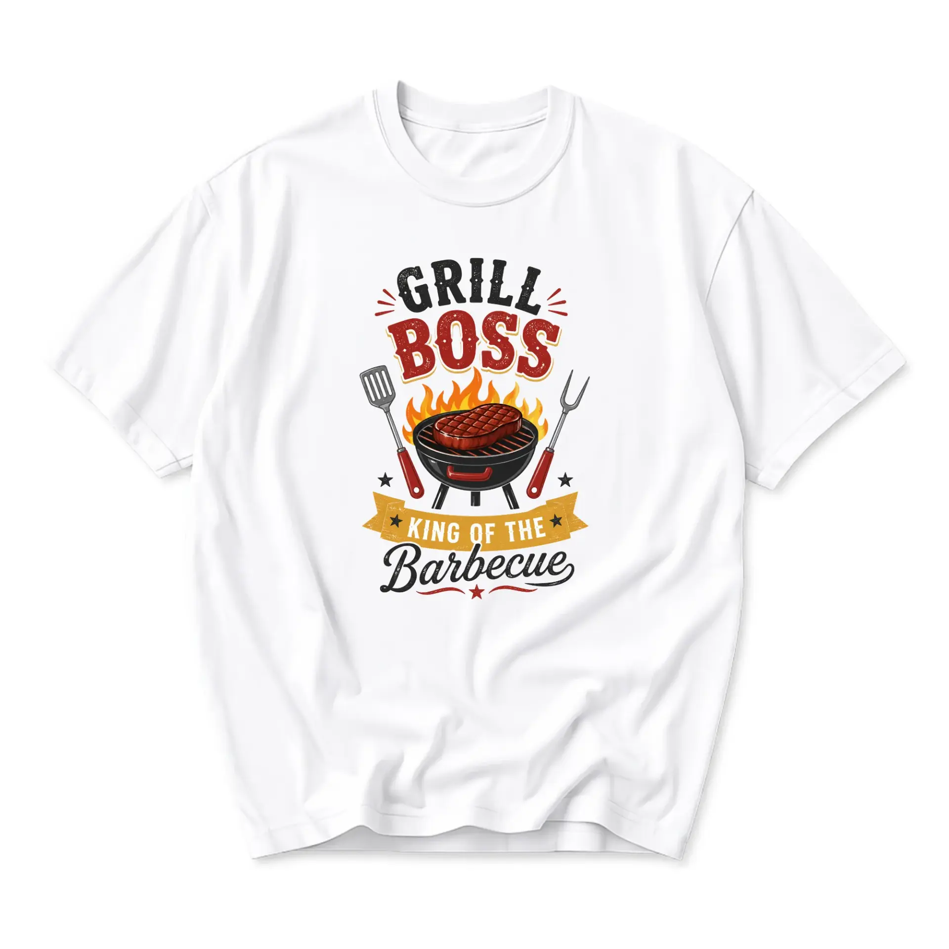 Funny Shirt Grill King of the Barbecue Graphic Tee Unisex Crew Neck Casual Cotton Blend Summer Everyday Top