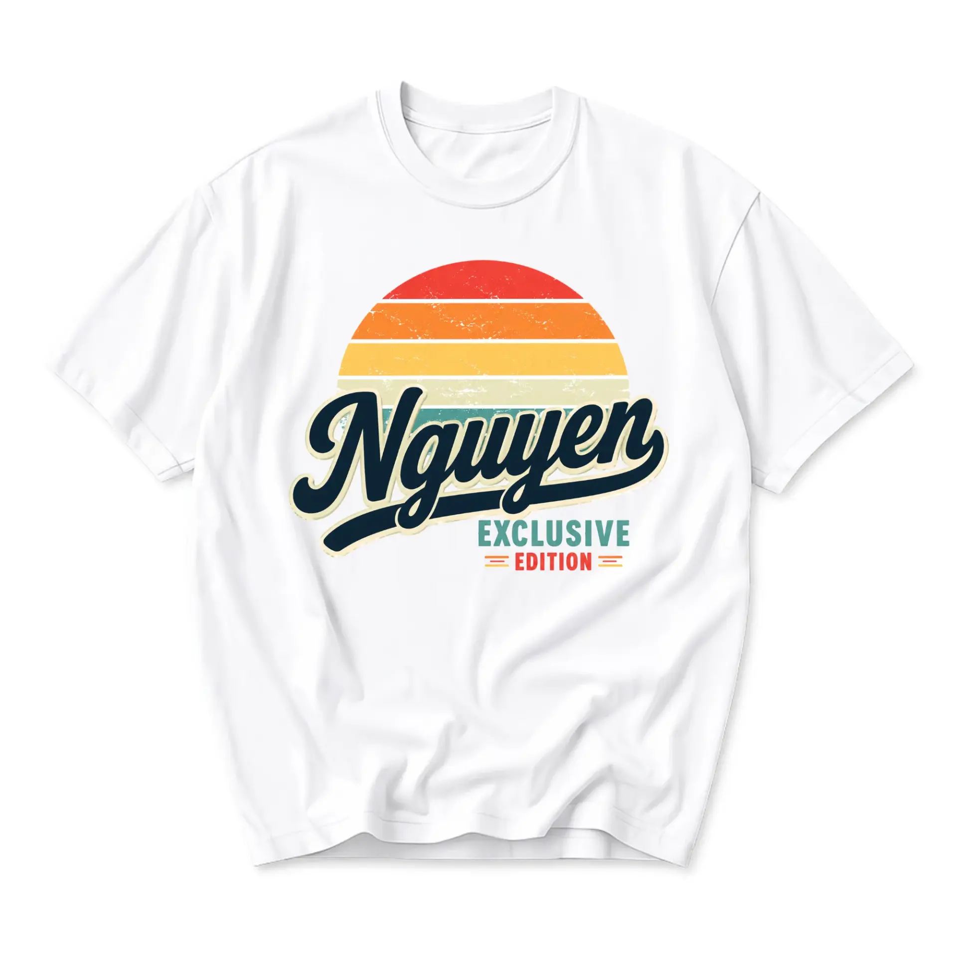 T-shirt Graphic Tee Exclusive Edition Nguyen Surname Vintage Sunset Design Casual Unisex Crew Neck Top Apparel